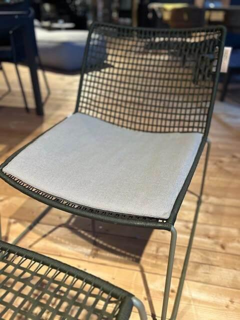 Weishäupl - Stuhl Slope Gestell Perlgrün Korpelgeflecht Moos mit Hocker - 4