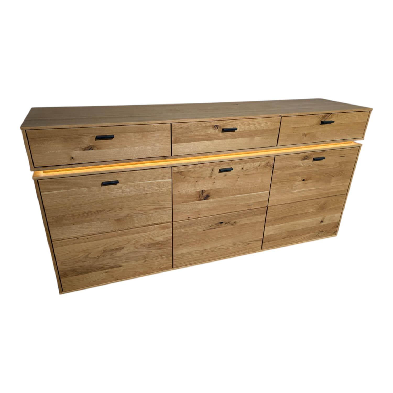 MCA Furniture - Sideboard Como Wildeiche Geölt Teilmassiv mit LED-Beleuchtung - 1