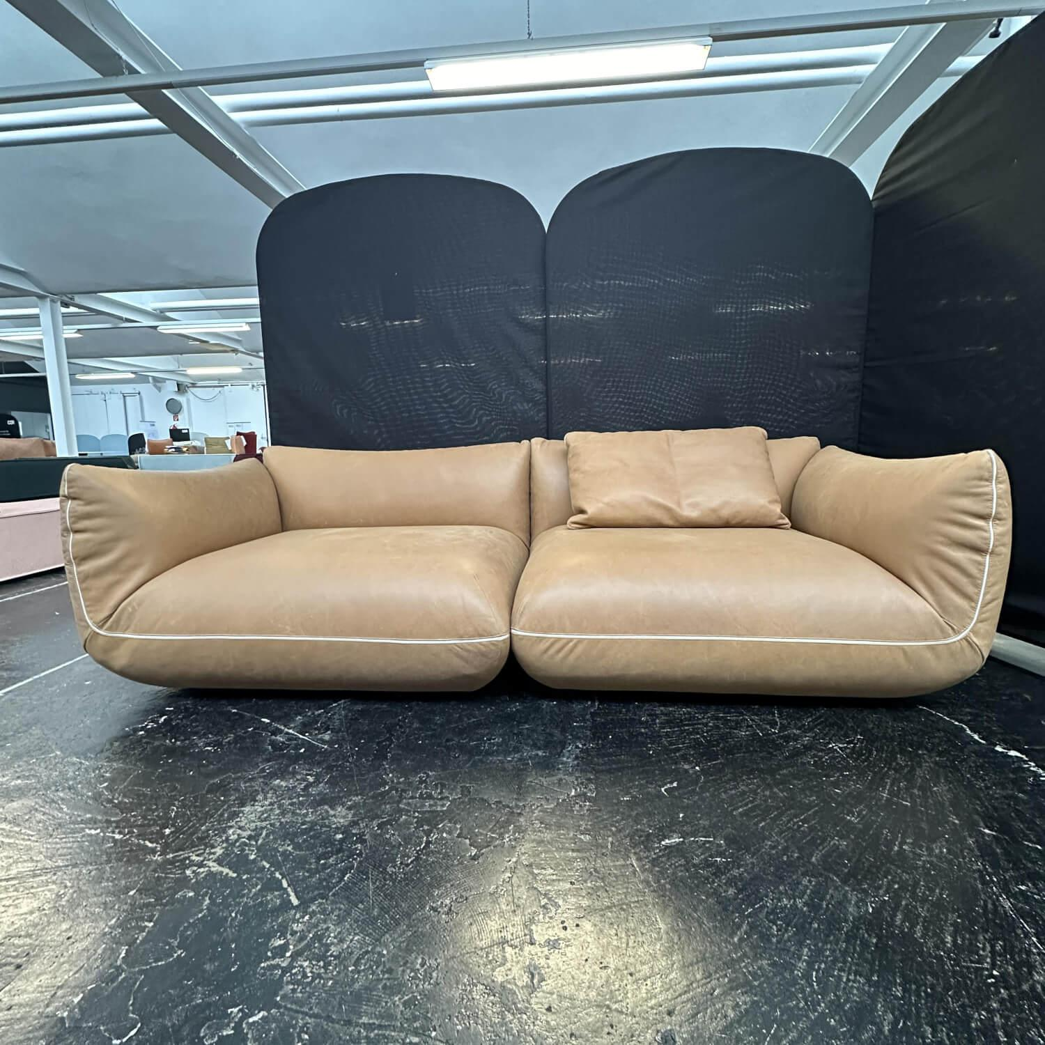 COR - Sofa Jalis 21 Bezug Leder Puro 490 Camel Braun Rahmengestell Buche Massiv Mit Filzgleitern Inklusive Rückenkissen - 6