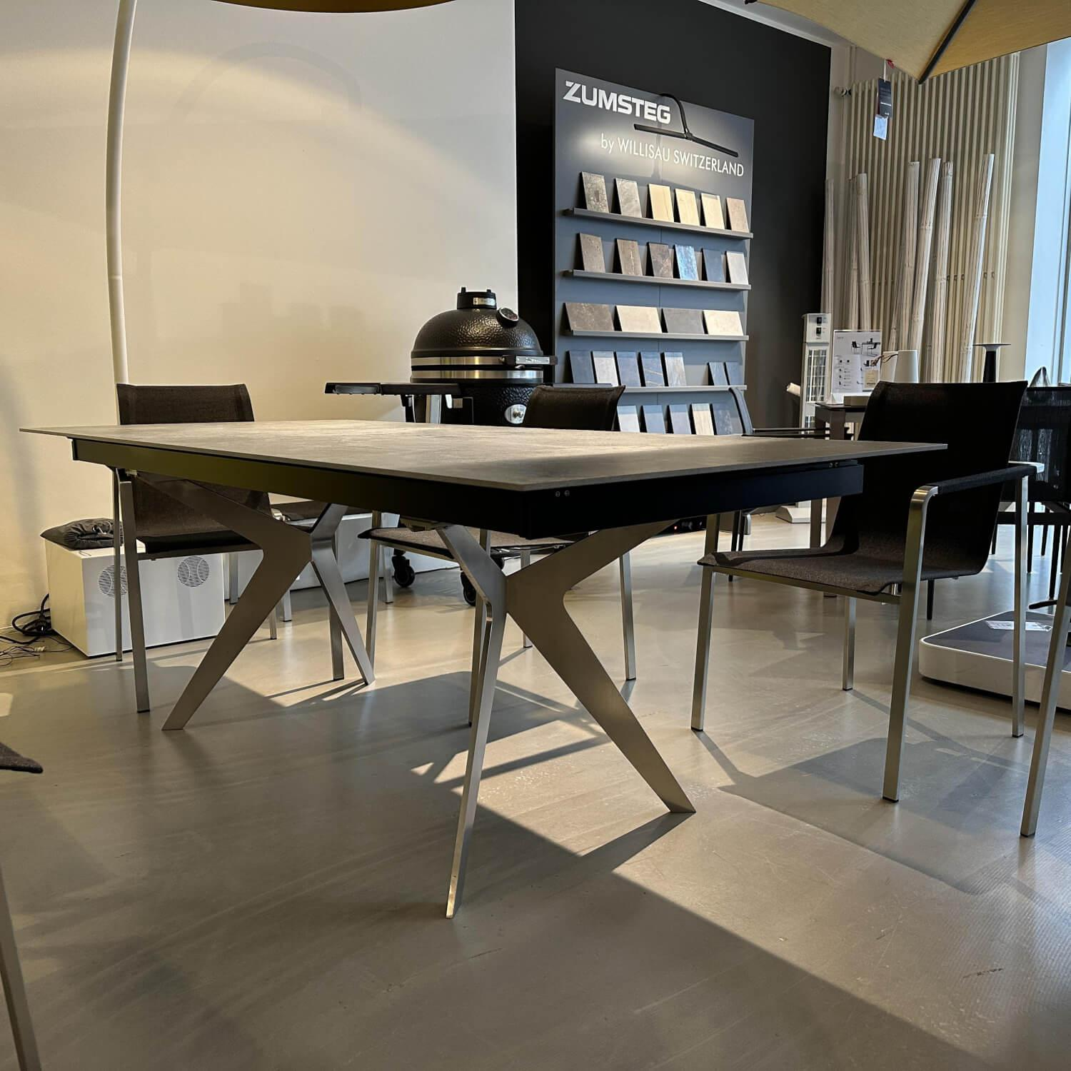 Zumsteg - Ausziehtisch Lana Platte Keramik Orix Grau Gestell Edelstahl CNS Dekton Mit Synchronauszug - 7