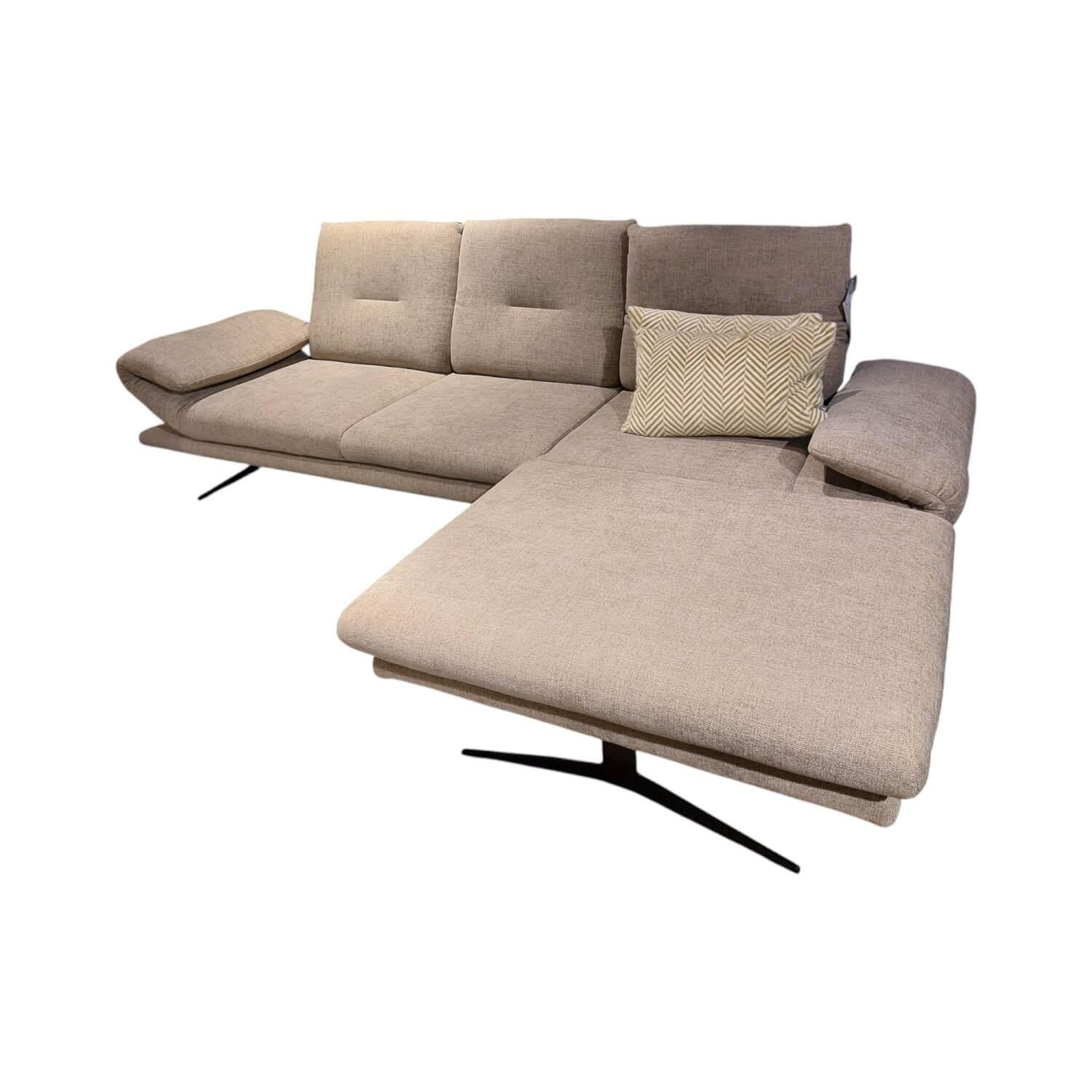 Global - Ecksofa Lucero Stoff Bernando Oliv Grau Metallkufe Schwarz - 1