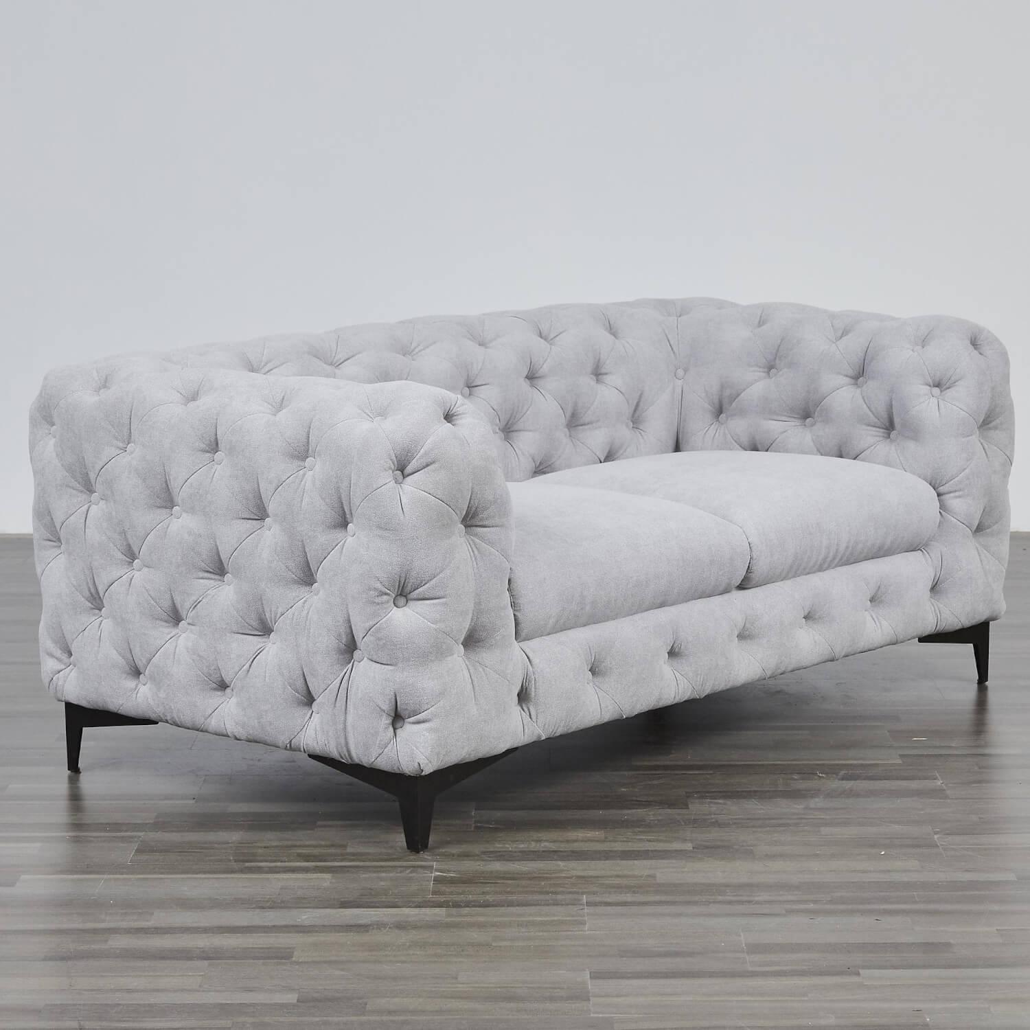 Max Winzer - Sofa Chesterfield Stoff Hellgrau Gestell Schwarz - 3