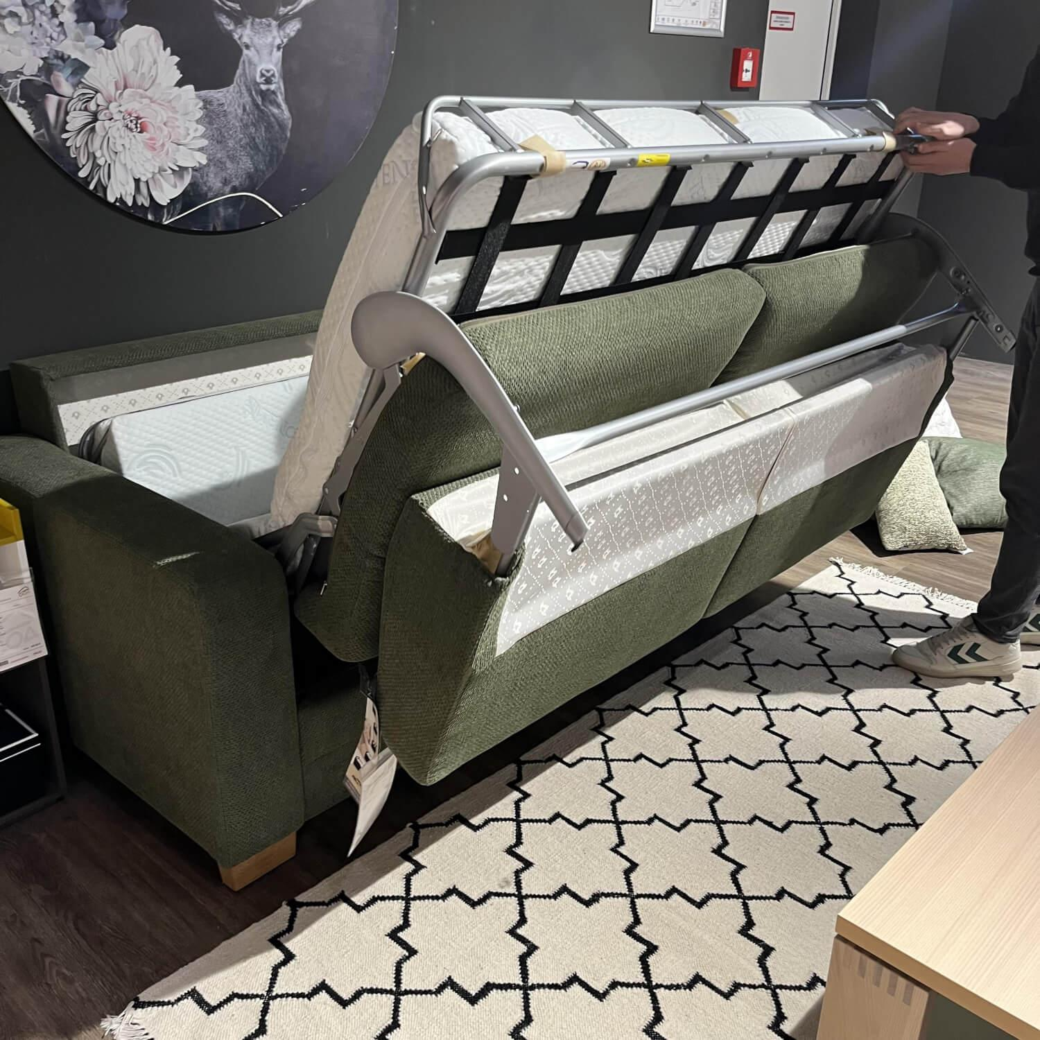 Natura - Sofa Bed Lakeville 1 Fabric PG 4 Green Feet Natural Oak Brown Without Mattress And Cushions - 4