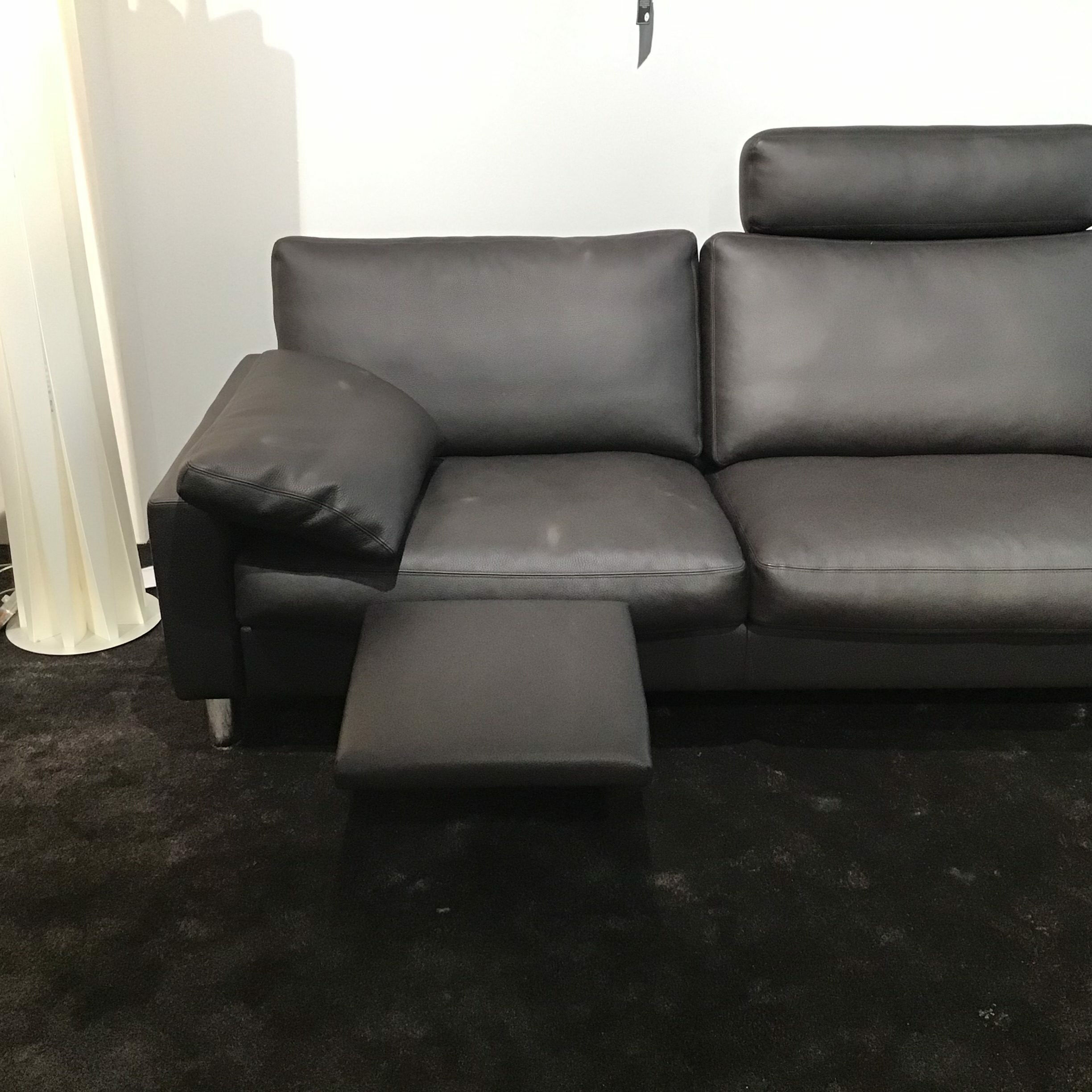 Erpo - Corner Sofa Classics 500 Leather 43 Dark Brown 090 Metal Feet Black Including Head And Footrest With Pointed Cushion - 3