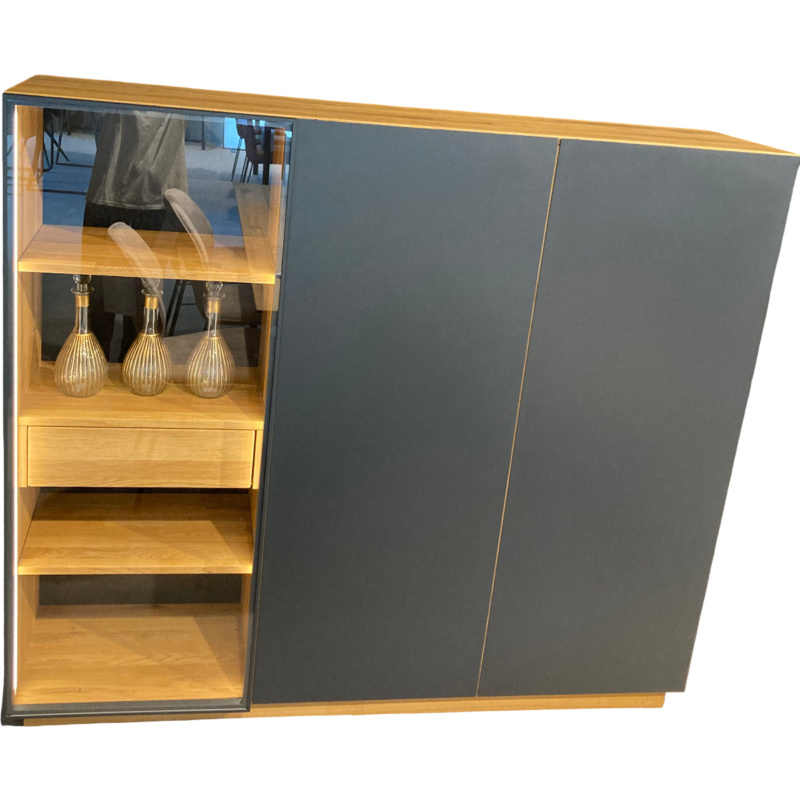 Wimmer - Highboard Weira Rustikale Eiche Metall Schwarzgrau - 1