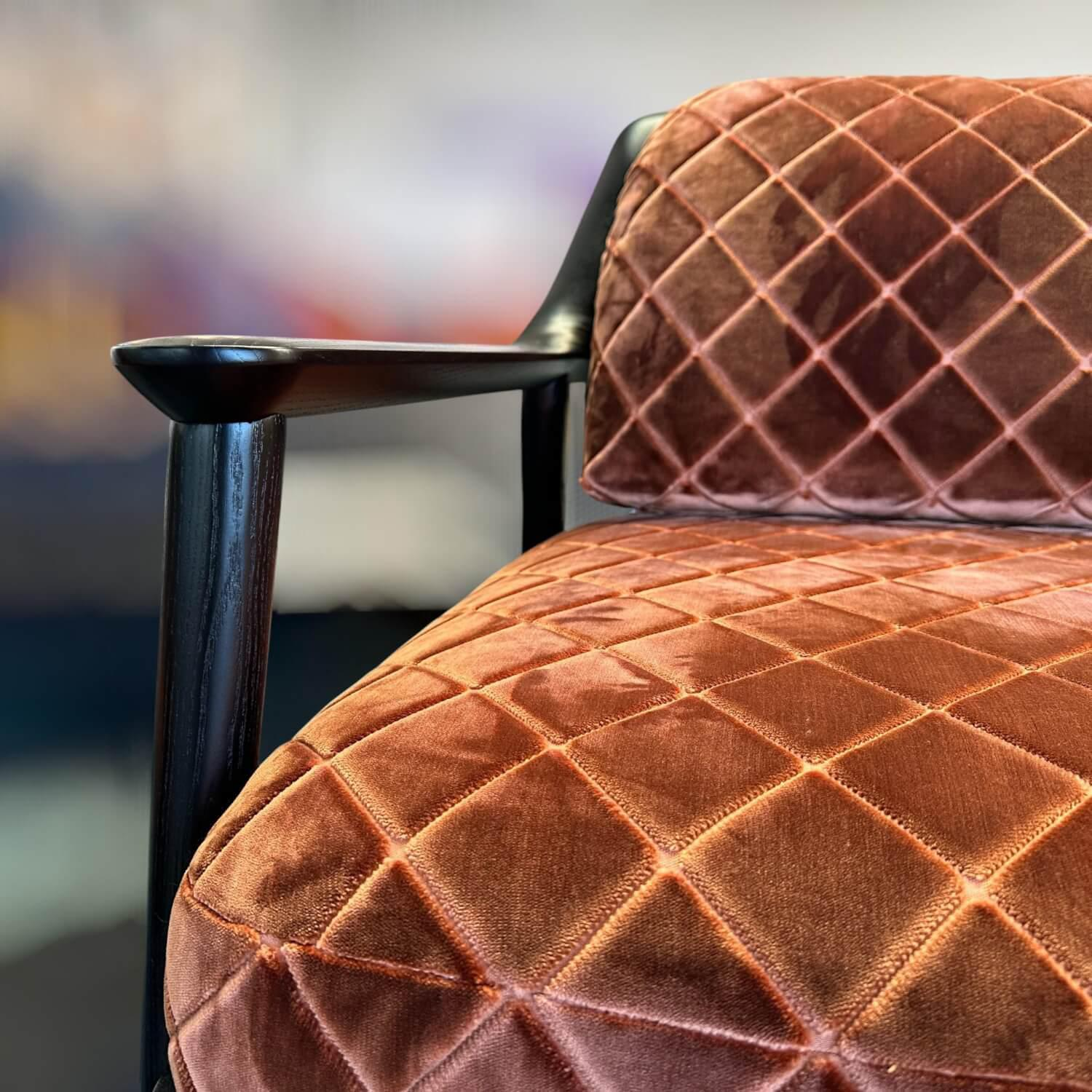 Bielefelder Werkstätten - Sessel Gatsby Stoff JAB Viscount JA3017-061 Orange Braun Füße Holz Schwarz Gebeizt - 13