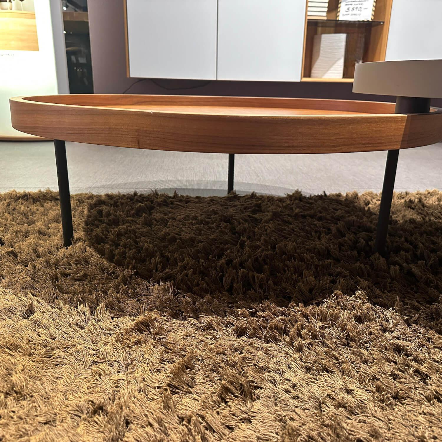 Ronald Schmitt Design - 2 Satztisch Platte Nussbaum Natur Lackiert Furniert Und MDF Softlack RAL 7006 Beige Grau Füße Schwarz Lackiert - 3