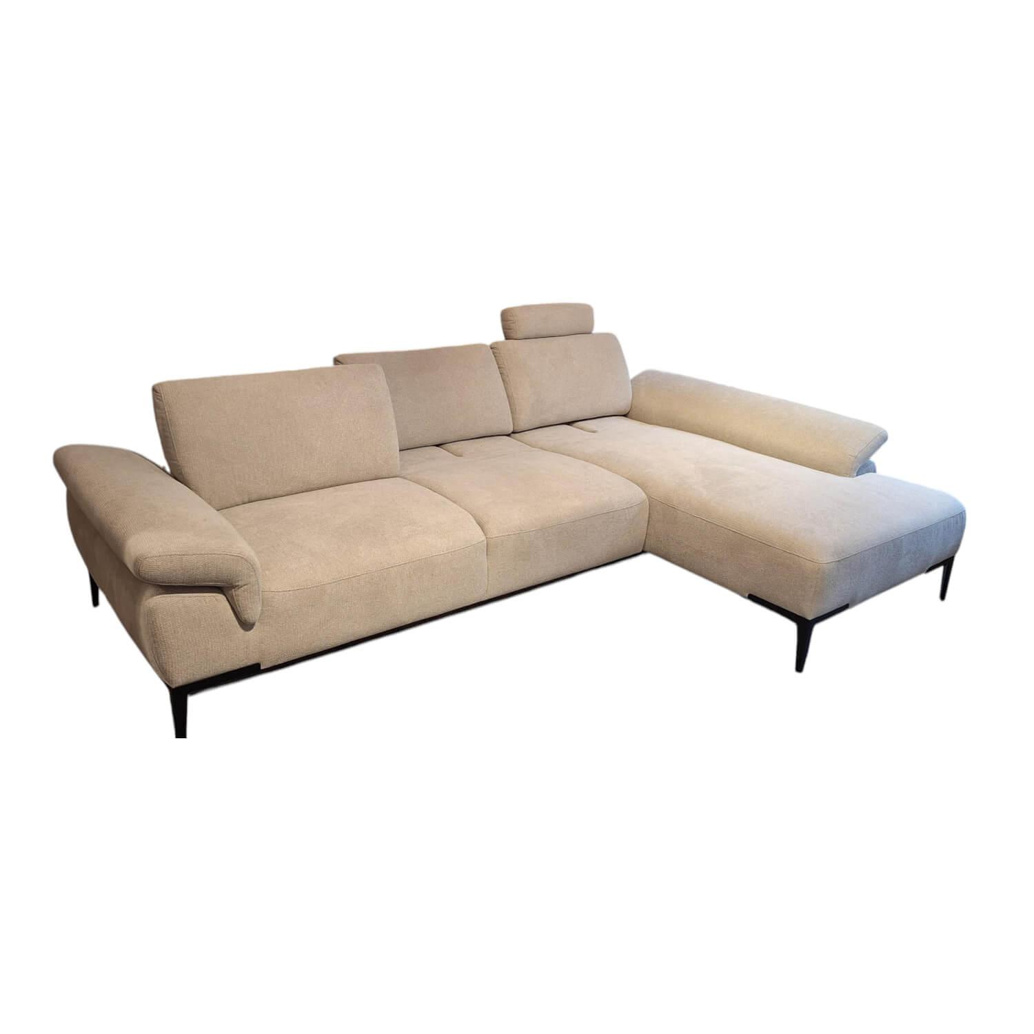 Rom - Ecksofa Wave Stoff Wandoo Naturelle Beige Füße Schwarz Lackiert - 1