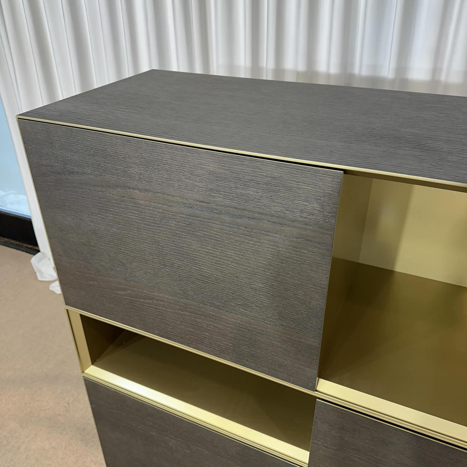 Highboard Domino Holz Wenge Schwarz Innen Gold Schubladen Hellgrau