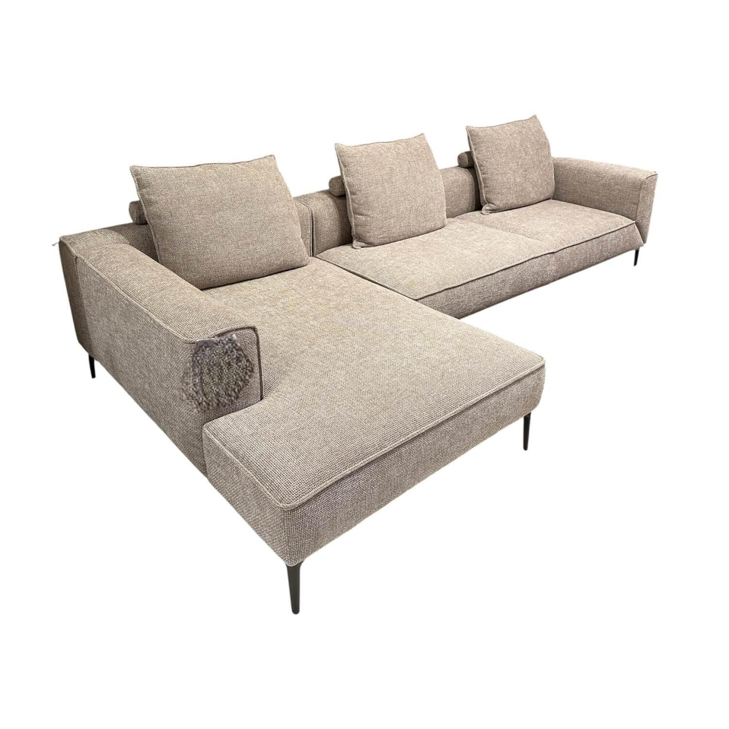 Jori - Wohnlandschaft Loungeville Landscape Stoff Axil C0003 Beige Braun Fuß Bronze Schwarz Matt Lackiert Mit Kissen - 1