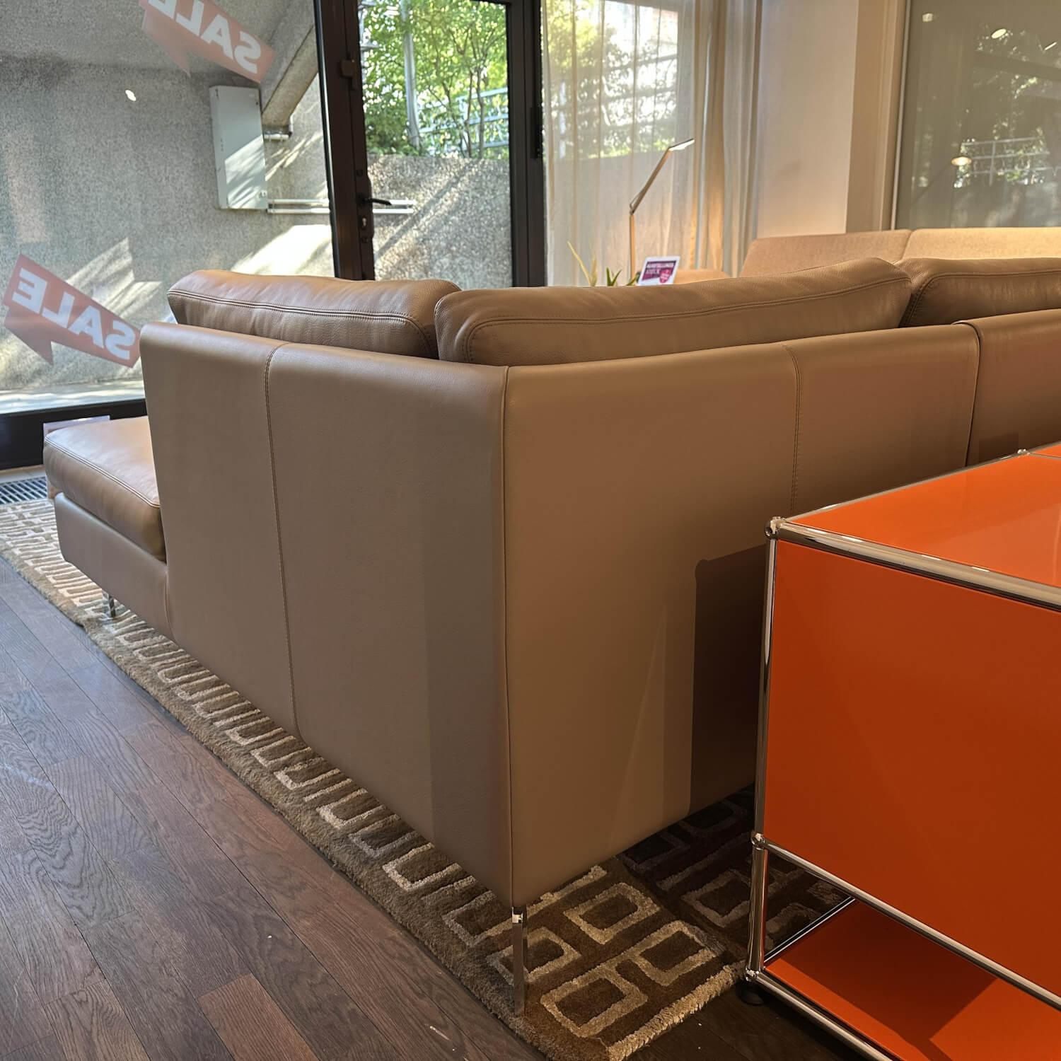 COR - Ecksofa Conseta Leder 243 Auster Grau Gestell Schmalfuß Verchromt Inkl. Kopfstütze Neigbar - 3