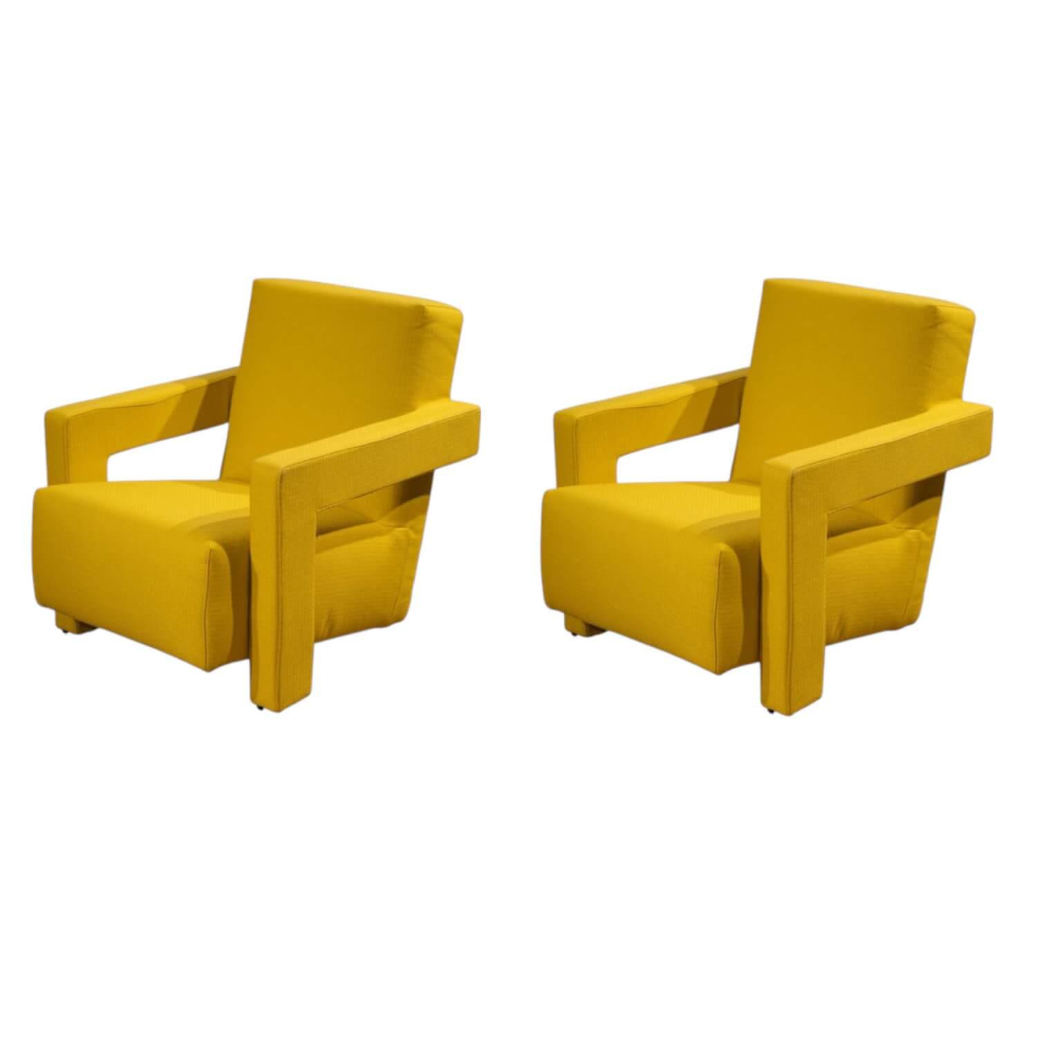 Cassina - 2er-Set Outdoorsessel Utrecht XL Stoff Gelb Mit Knopflochstich Gestell Stahl Mit Stoff Bezogen Gelb - 1