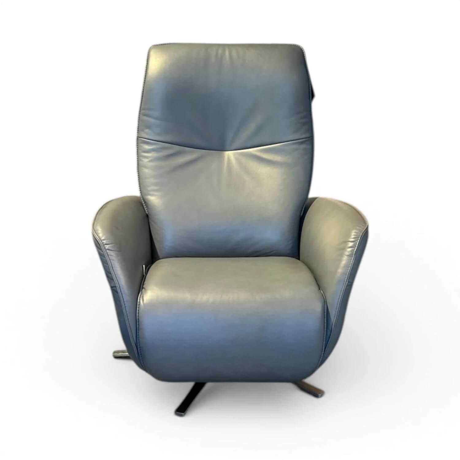 himolla - Sessel 7928 Easy-Swing XS Leder Longlife Aqua Blau Grau Sternfuß Metall Edelstahloptik Manuelle Verstellfunktionen - 1