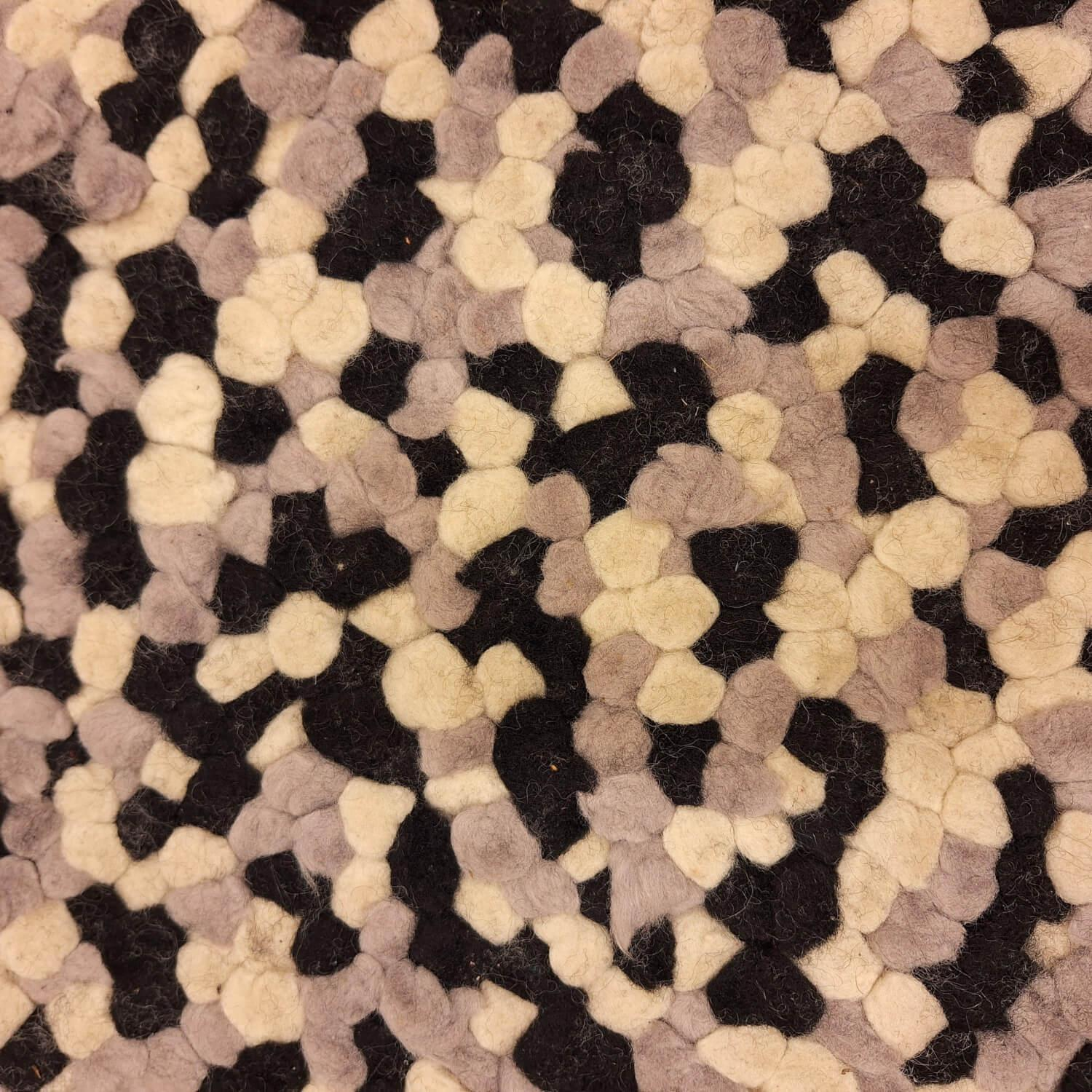 Teppich 200x200 Spots Grau Weiß Schwarz 100% Wolle