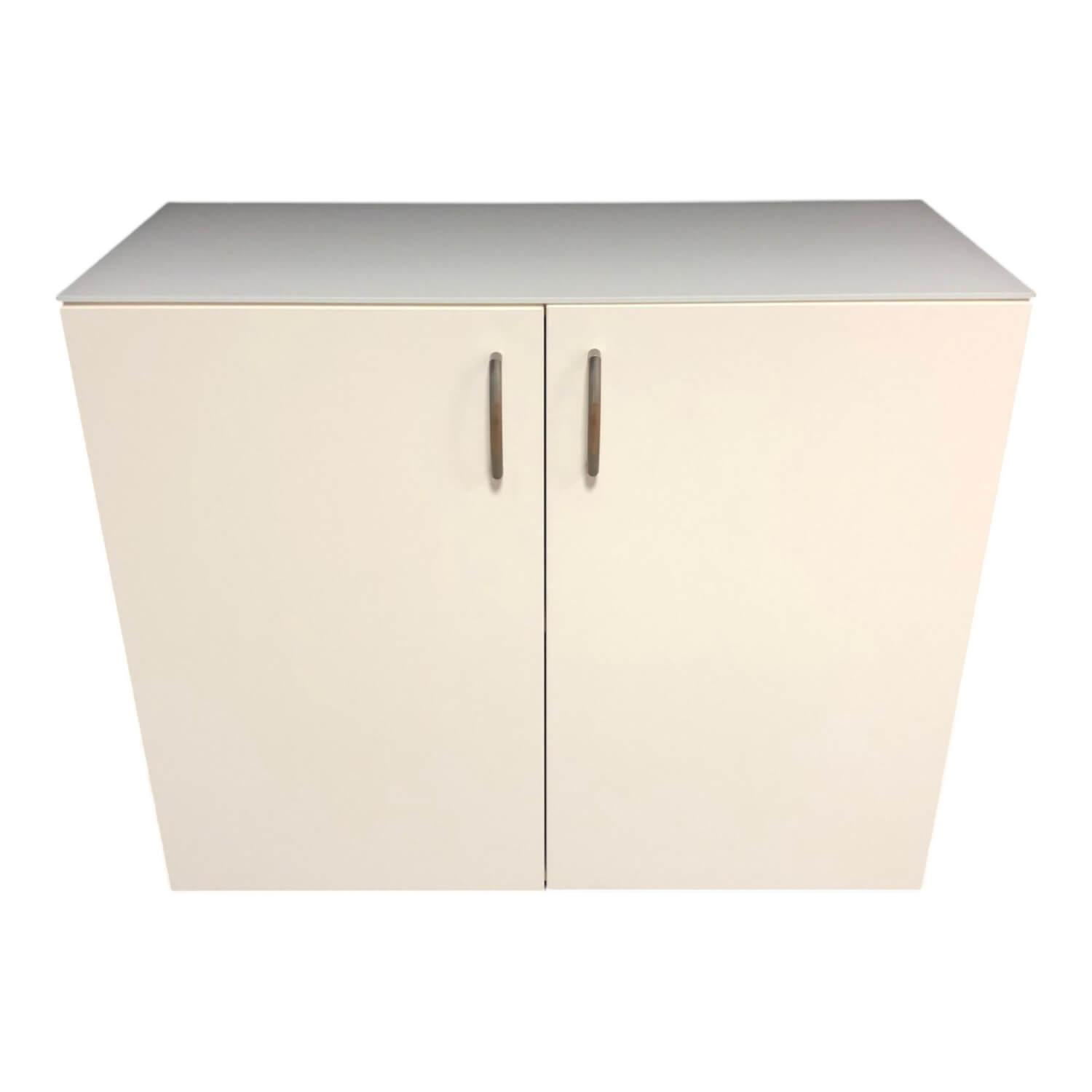Nolte - Kommode Basic Dekor Weiß Matt Metallgriffe Abdeckplatte Glas Weiß - 1