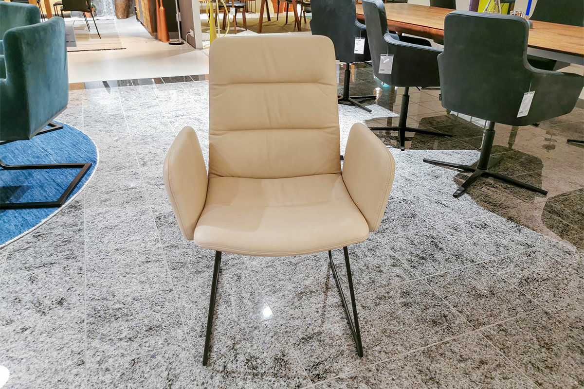 KFF - 6er-Set Stuhl Arva Light Leder Sauvage Offwhite 8109 Beige Gestell Anthrazit - 2