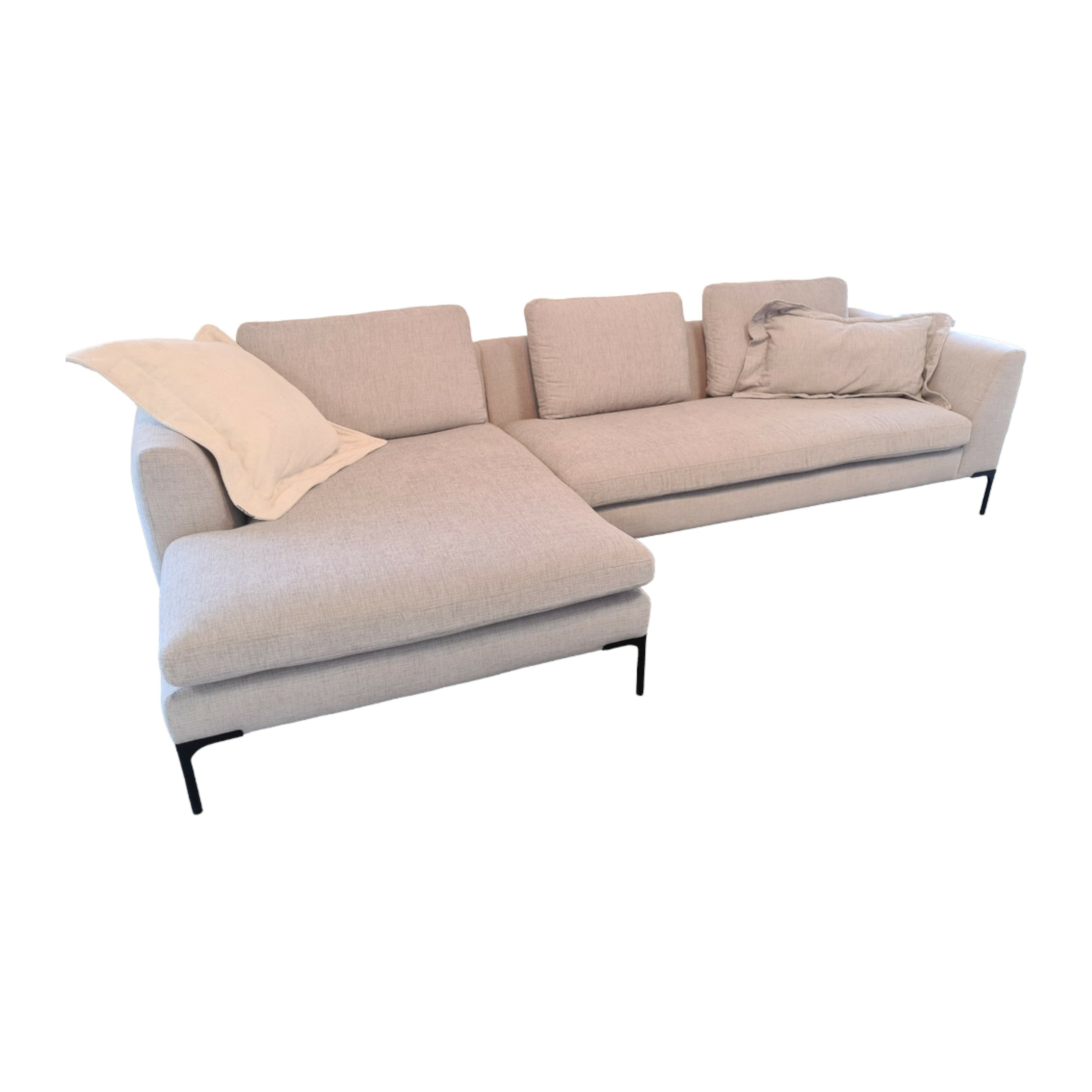 Raum.Freunde - Ecksofa Lenni Stoff Attractive 2 Grey Grau Füße Metall Schwarz - 1