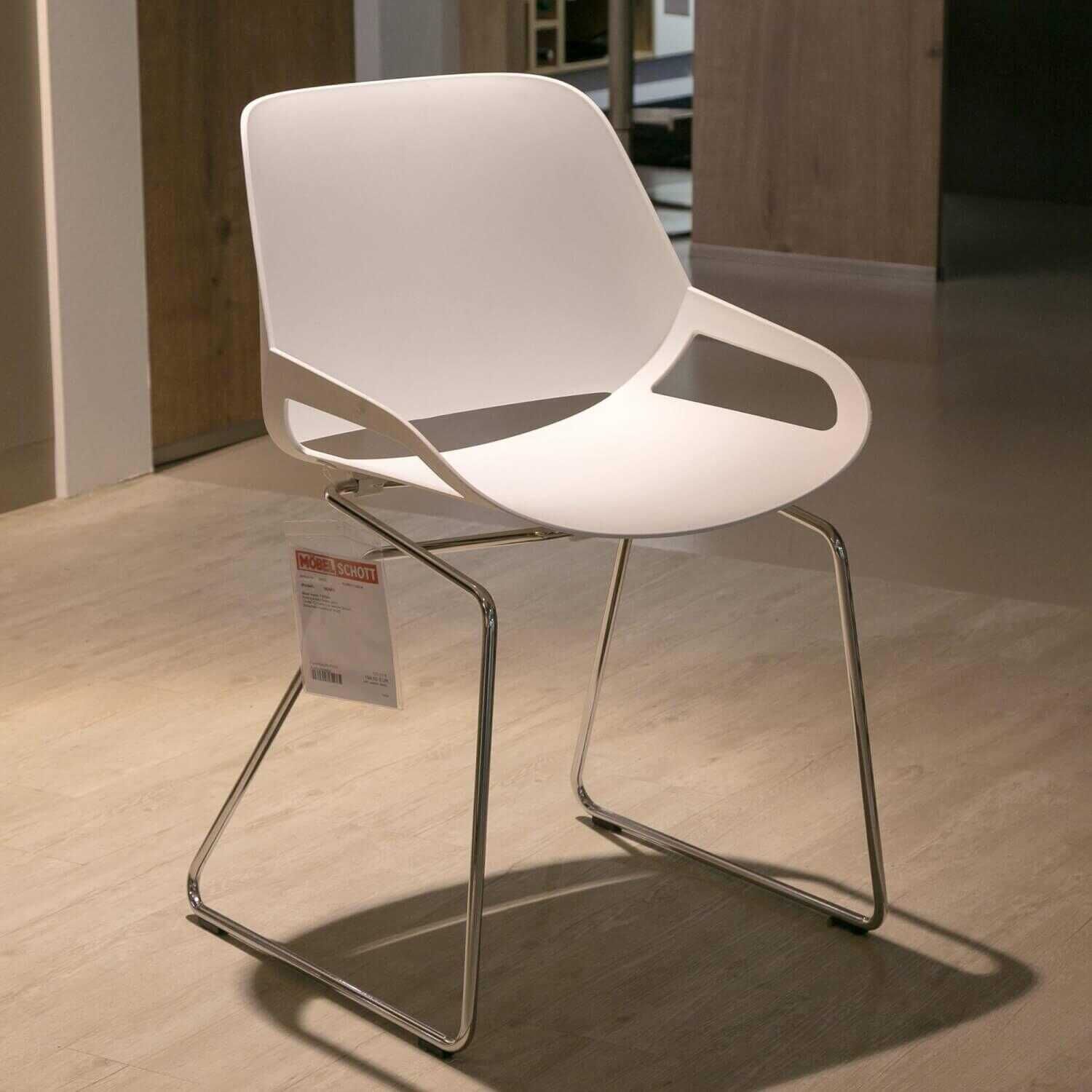 Stuhl Numo 1 Sitzschale Kunststoff Weiß Gestell Chrom Glanz