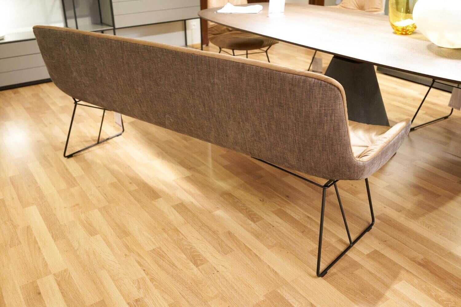 Freifrau - Bank Mit 4er-Set Stuhl Leya Außen Stoff Maple 862 Innen Vintage Leder Muscat Cognac Gestell Schwarz - 12