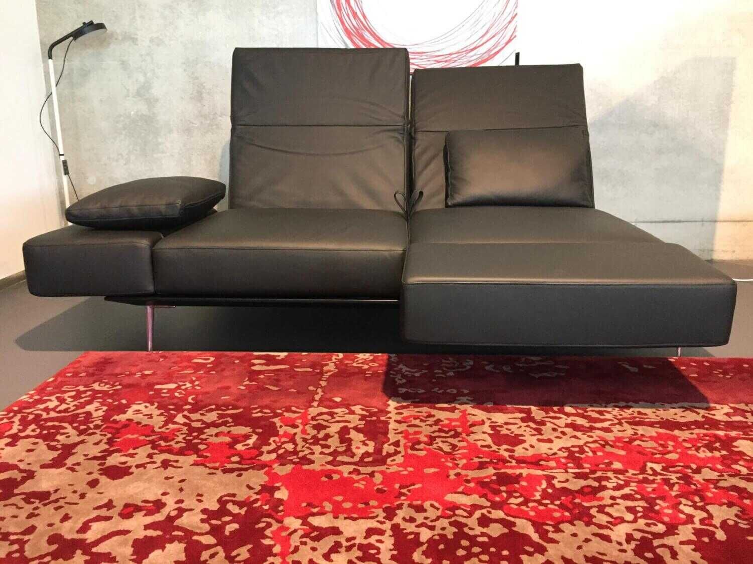 Franz Fertig - Schlafsofa Milan Nappaleder S Schwarz mit Verstellfunktionen und 2 Kissen - 4