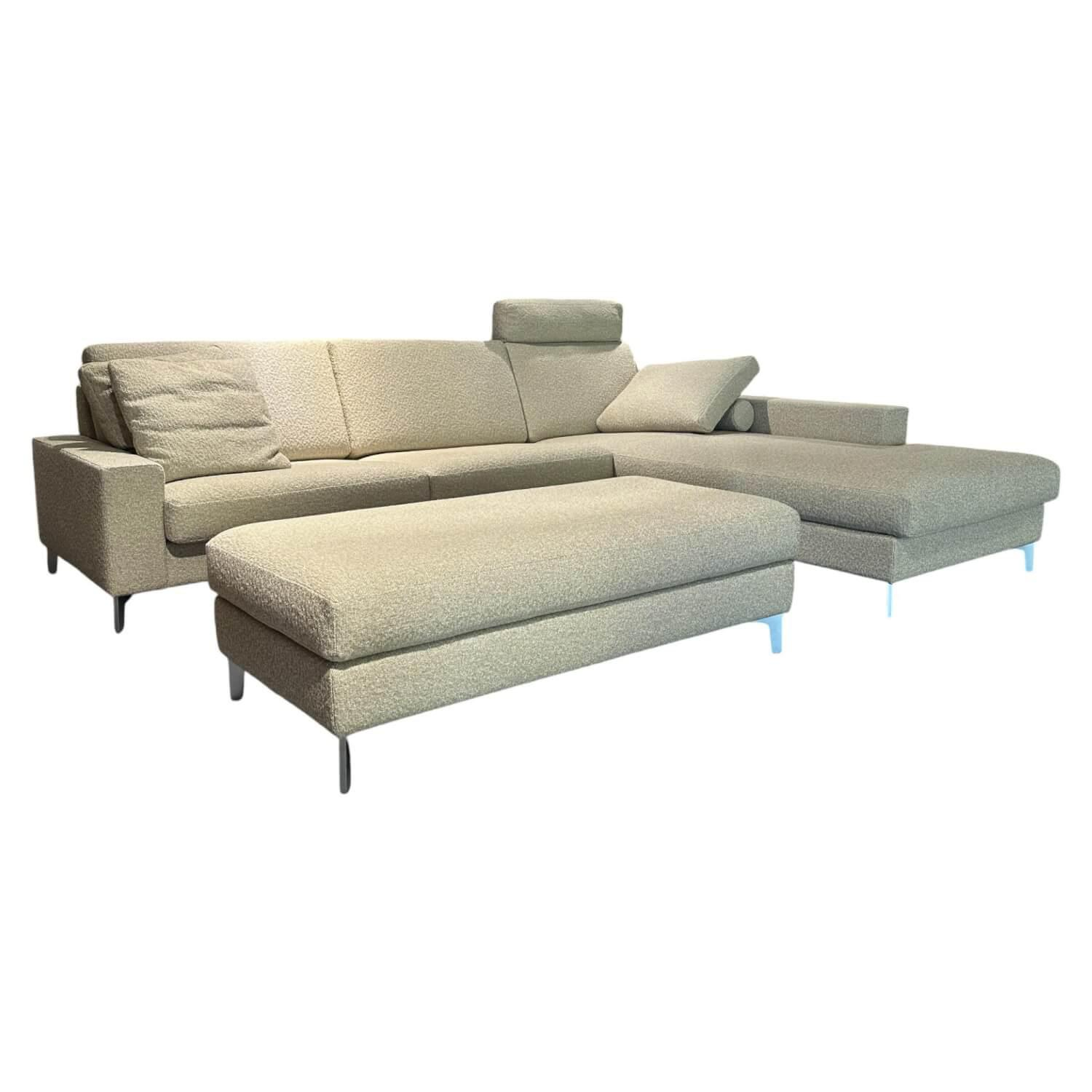 Erpo - Ecksofa 05550003 XC Stoff 19 Serra 2041 02 Beige Grau Metallfuß 57 Matt Chrom - 1