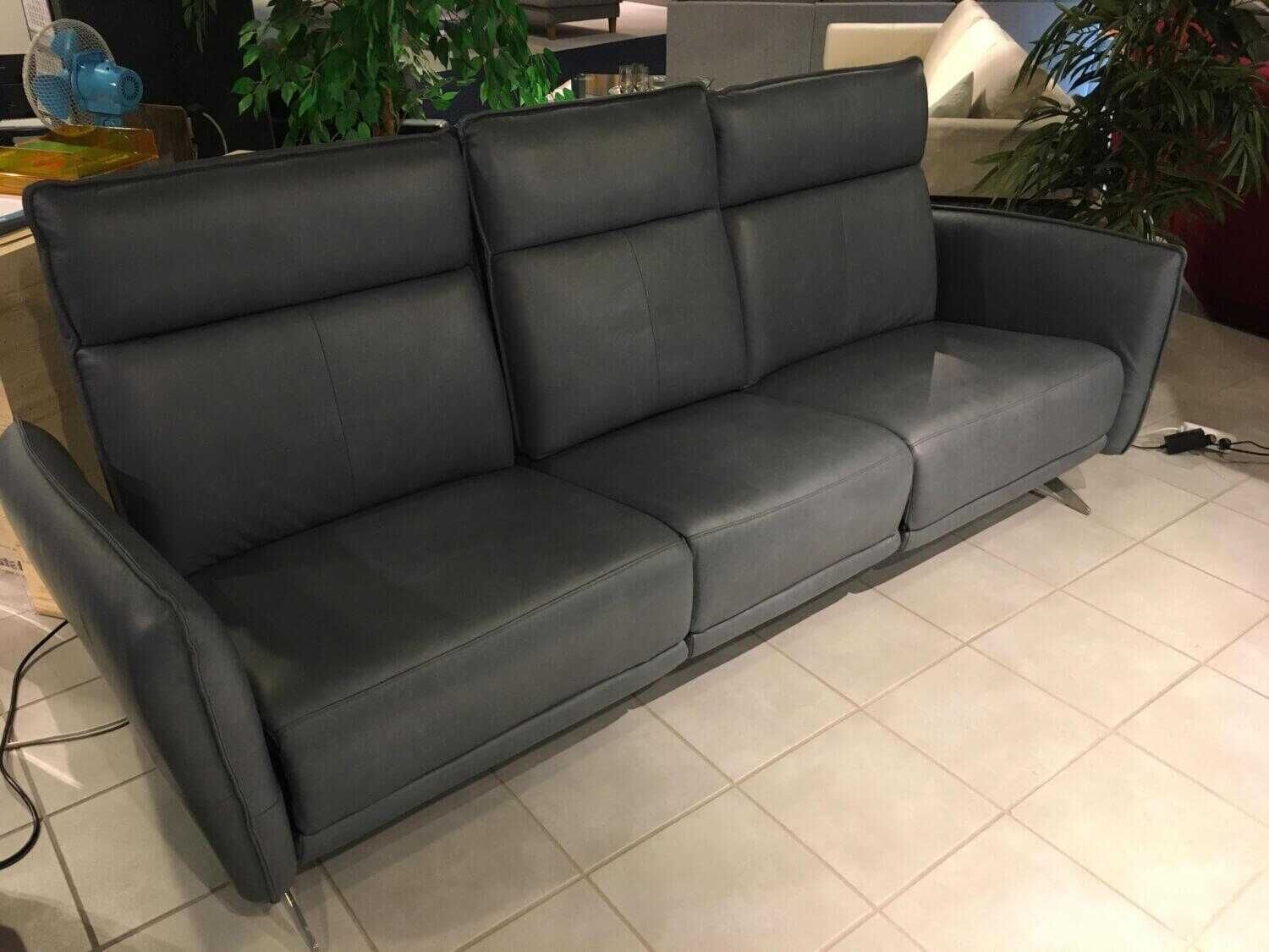PM Oelsa - Relax-Sofa Costa Brava Leder E Steel Blau mit zweiseitiger Relaxfunktion - 11