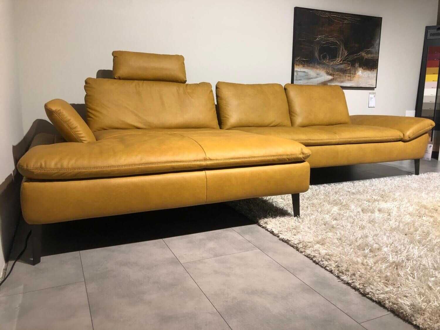 Contur - Ecksofa Montefano Leder 50 769-52 Kurkuma Cognac Füße Bronze - 4