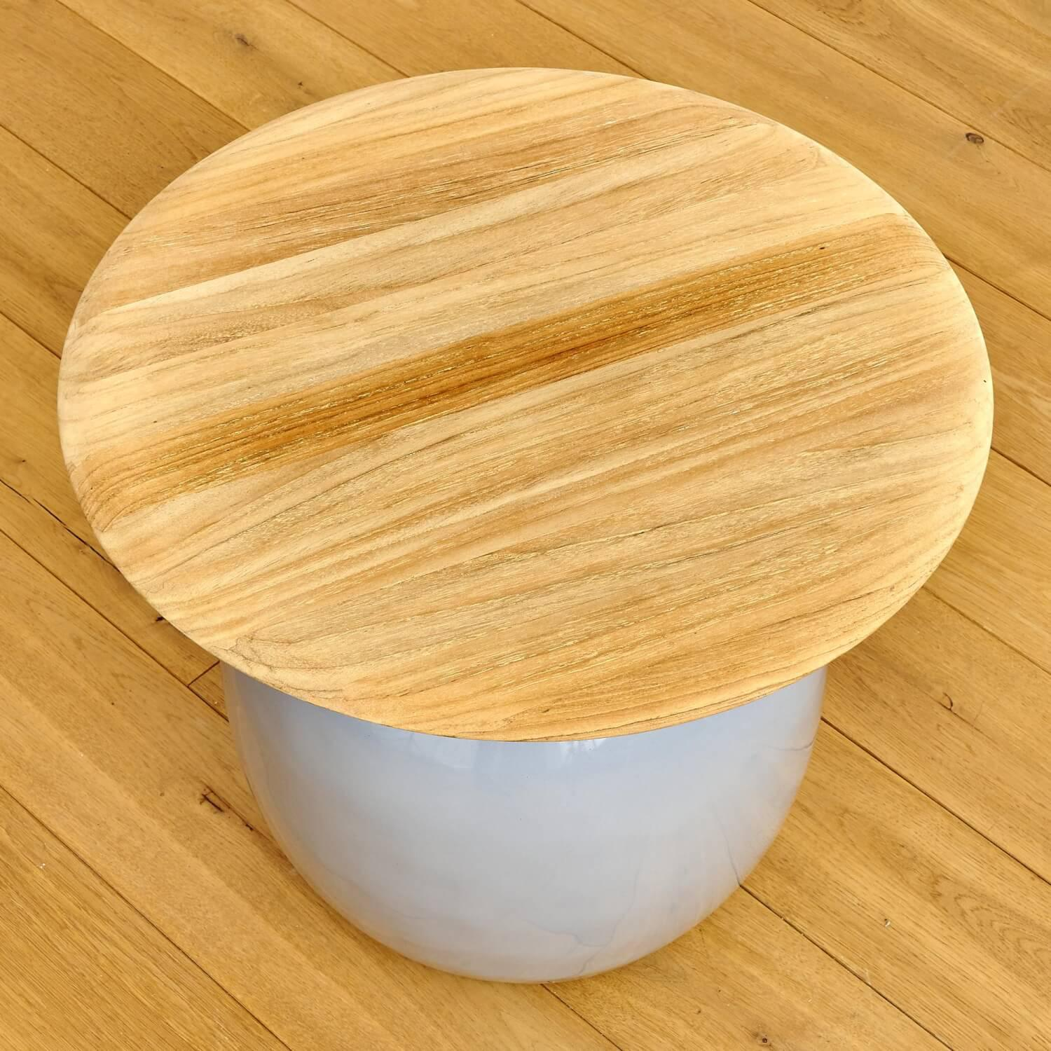 Gloster - Beistelltisch Blow Low Platte Teak Gestell Keramik Glasiert Smoke Grau - 6