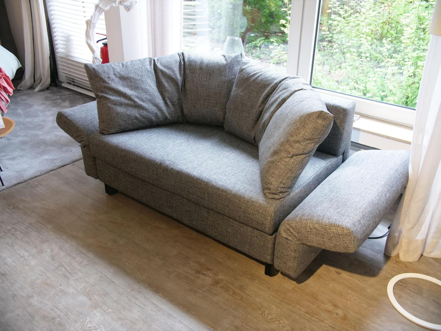 Franz Fertig - Schlafsofa Malou Stoff E5127 Grau Mit Winkelbodenkissen - 11