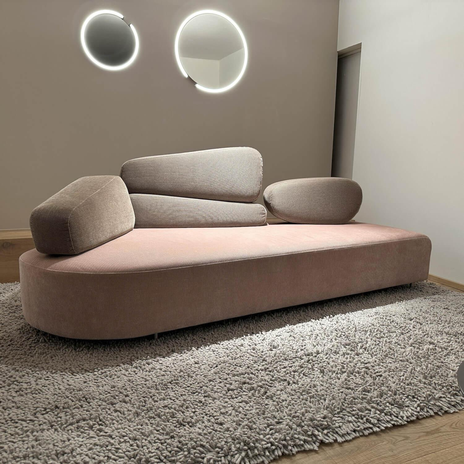 Brühl - Sofa Mosspink Bezug Cordstoff Rosa Und Veloursstoff Gemustert Grau Rosé Füße Aluminum - 10