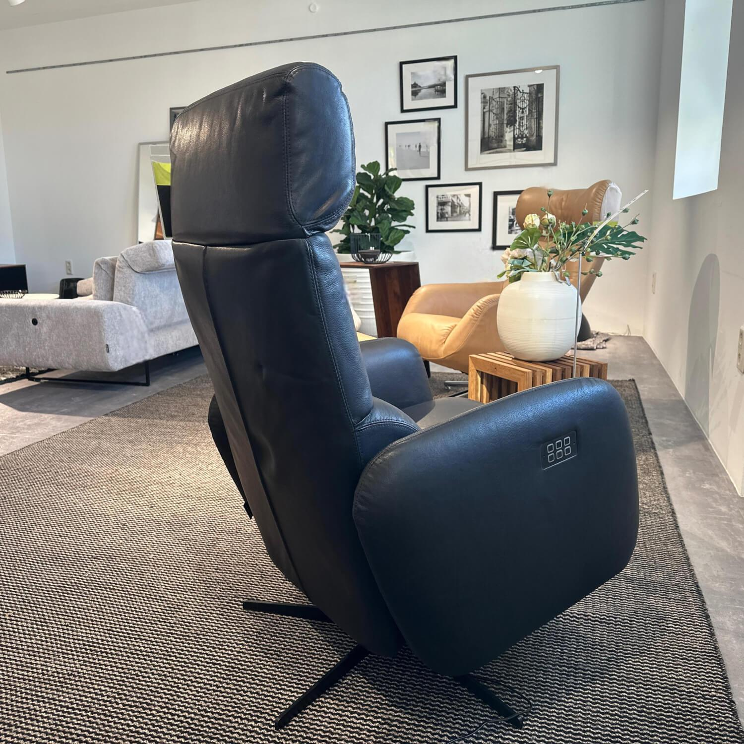 Brühl - Sessel Tele Marc Leder Pearl 5707 10 Schwarz Gestell Kreuzfuß Schwarz - 4