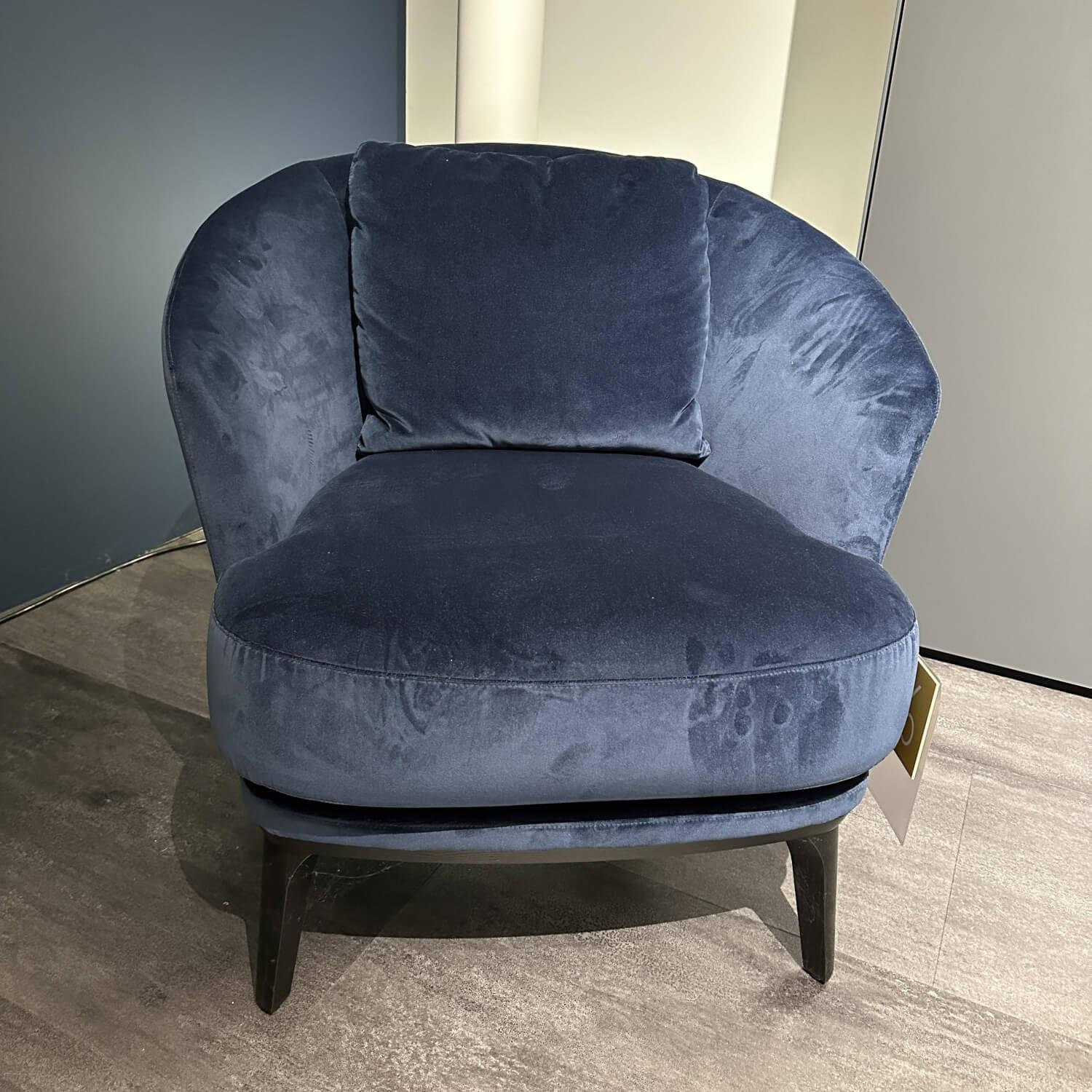 Bielefelder Werkstätten - Sessel Amy In Stoff Blau Gestell Schwarz Gebeizt Mit Losem Rückenkissen - 5