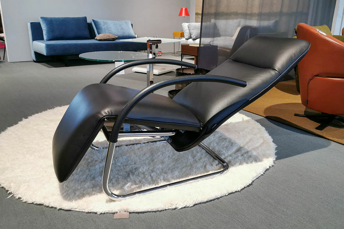 Franz Fertig - Relaxsessel Fino Leder 6405 Nero Schwarz Gestell Chrom Glänzend - 6