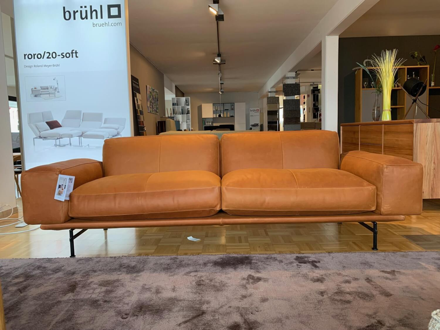 Sofa 10010 Prime Leder Waxx Select Gobi Braun Orange