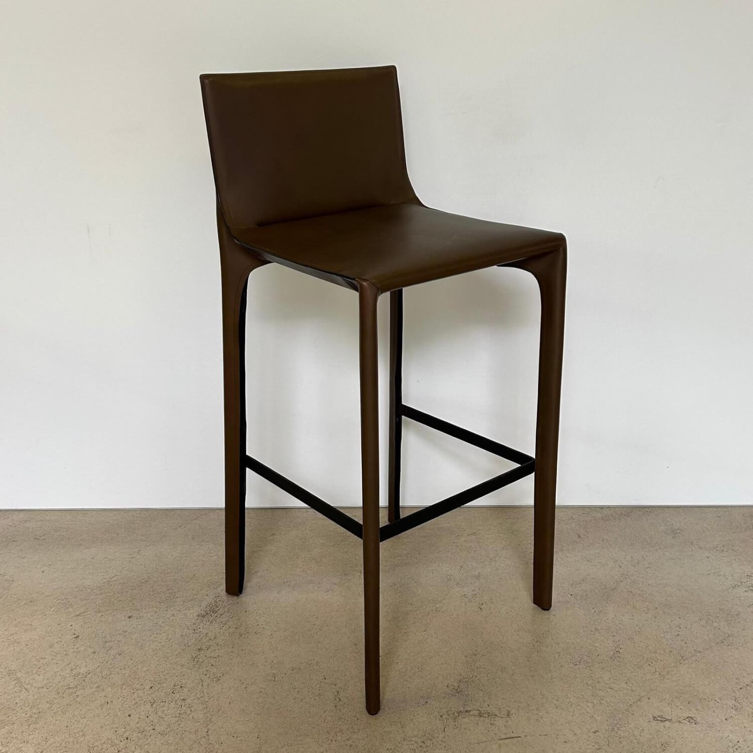 Walter Knoll - Barhocker Saddle Chair 1248 Leder Paco 1423 Sienna Braun Fußstütze Stahl Schwarz Mit Kunststoffgleitern - 3
