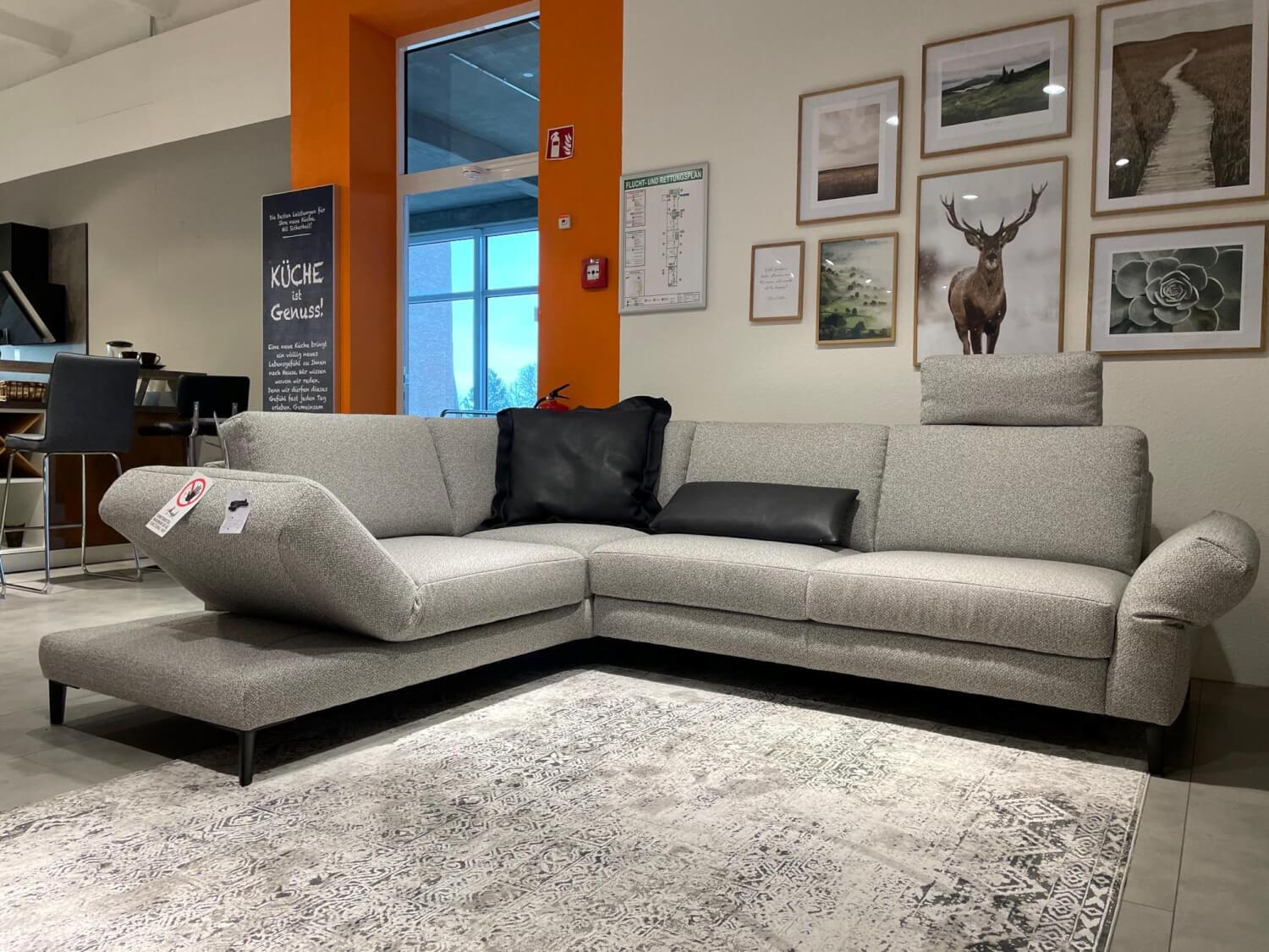 Koinor - Ecksofa Upgrade Stoff 20-Q2-RAIN 20 Grau Füße Schwarz Lackiert - 3