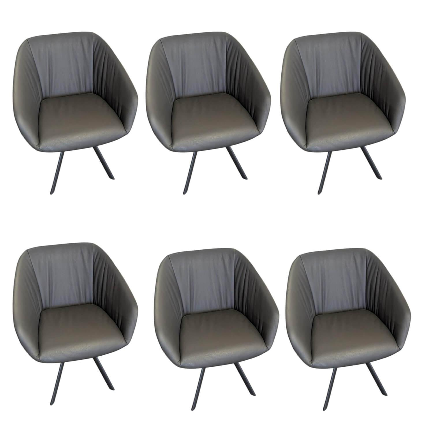 Wimmer - 6er-Set Stuhl 18hundert Leder Colorado 756 Anthrazit Gestell Schwarzgrau - 1