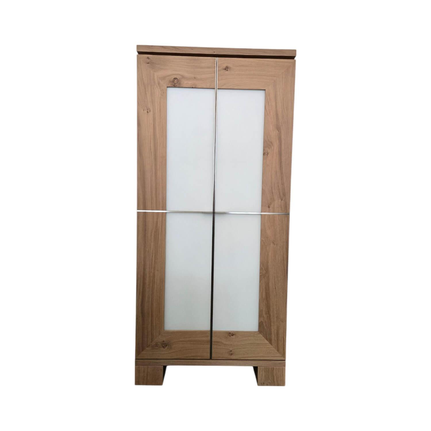 Scholtissek - Schrank Varus Schmal Korpus Knorrige Eiche Puro Geölt Front Glas 9010 Weiß Matt - 1