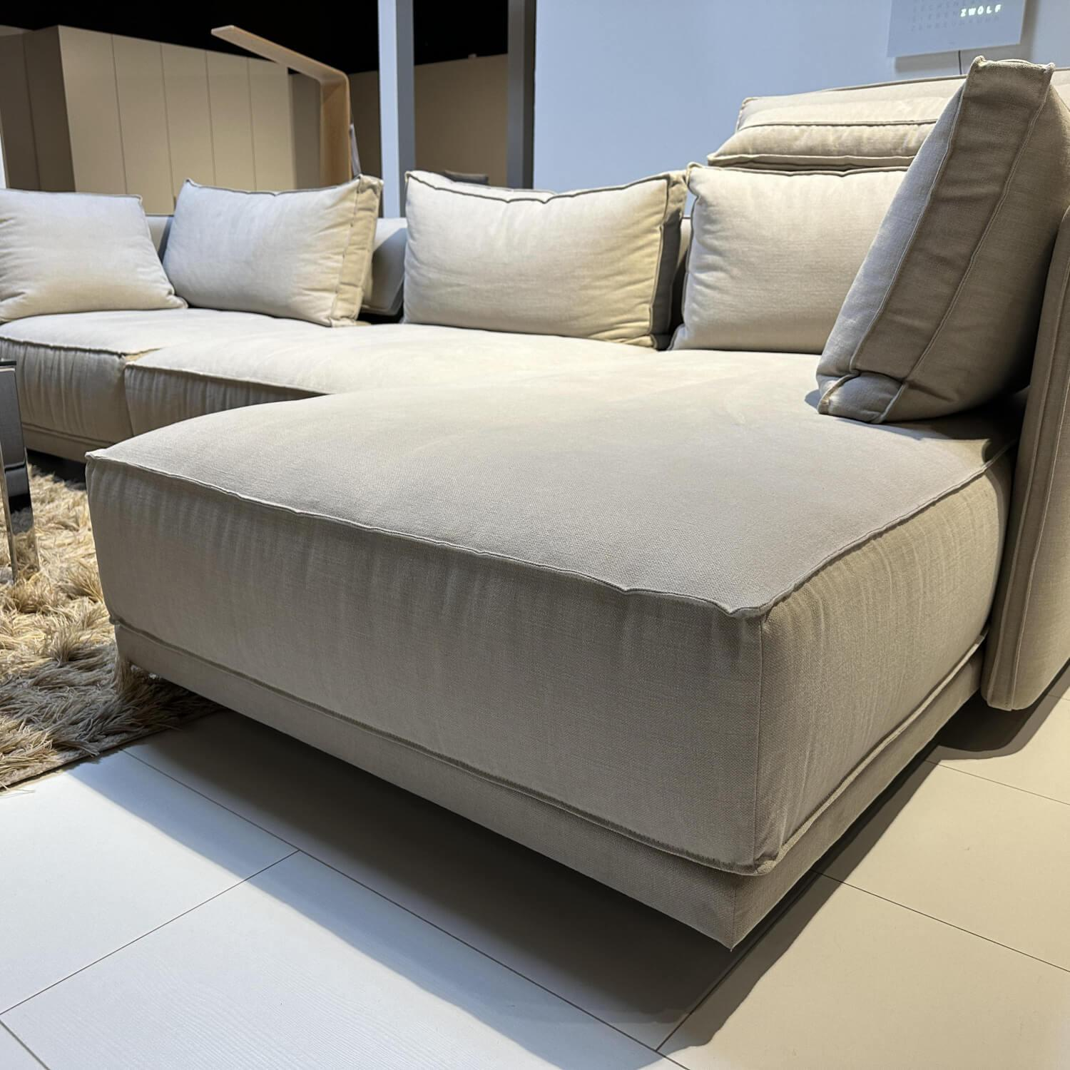 IP Design - Ecksofa Cube Lounge Stoff Hot Madison CH1249 095 Creme Füße Holz Schwarz Lackiert Inklusive Kissen - 9