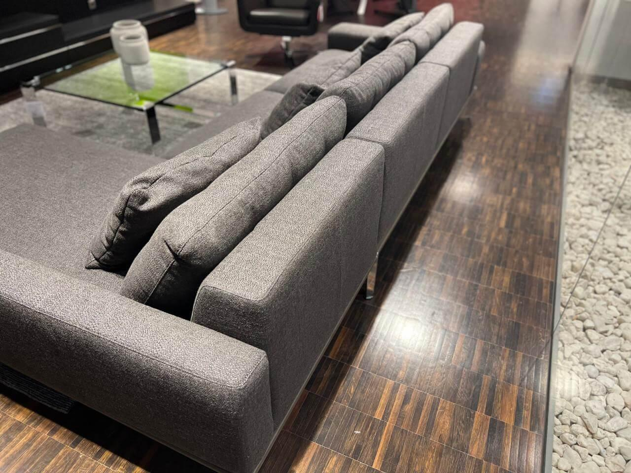 Bielefelder Werkstätten - Ecksofa Spirit 10923 Stoff Joelle B Schlamm Grau Füße Chrom Glänzend - 4