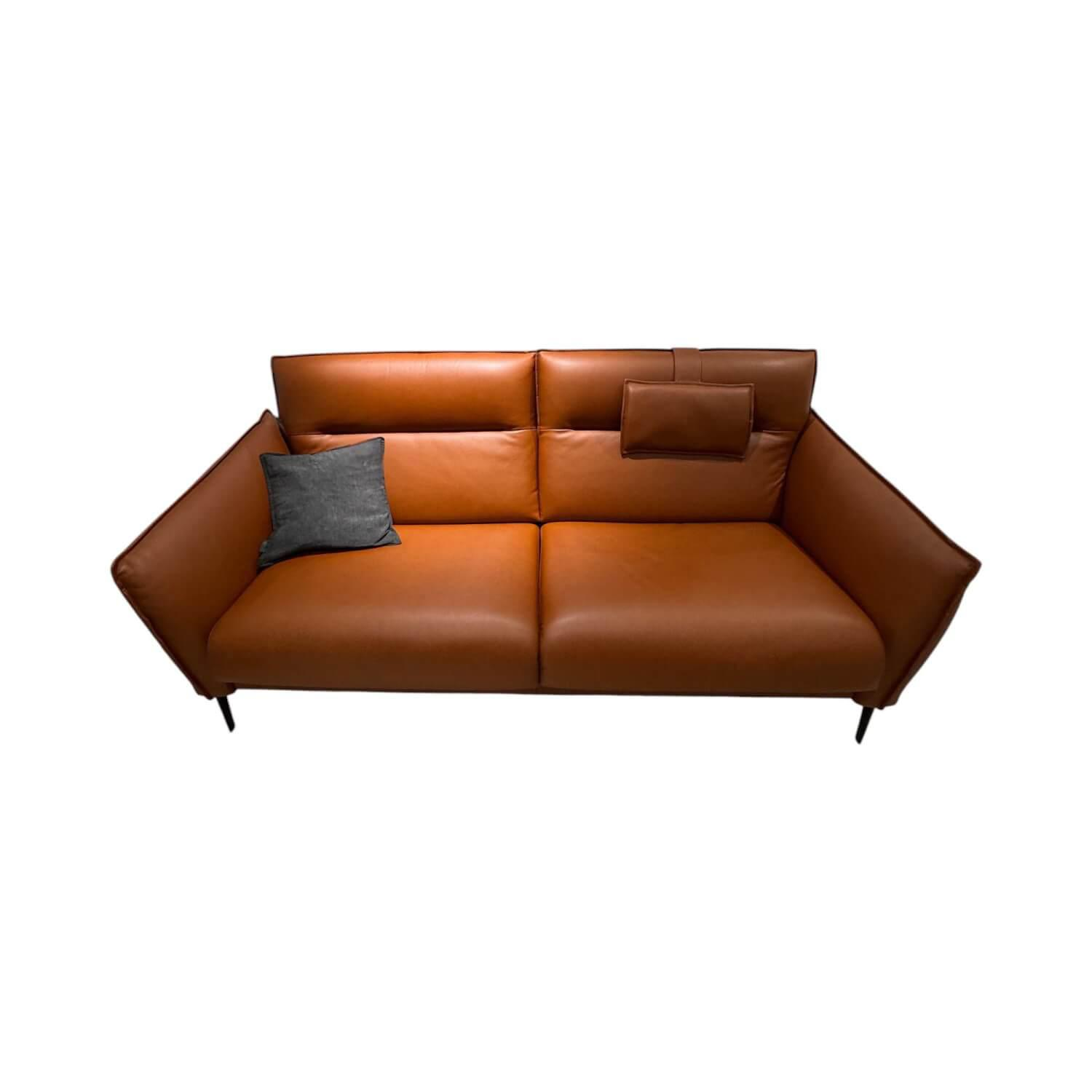Erpo - Sofa Ancona ER667 25 Leder K 250 850 Tabac Braun Füße Metall Matt Schwarz Inklusive Nackenkissen - 1
