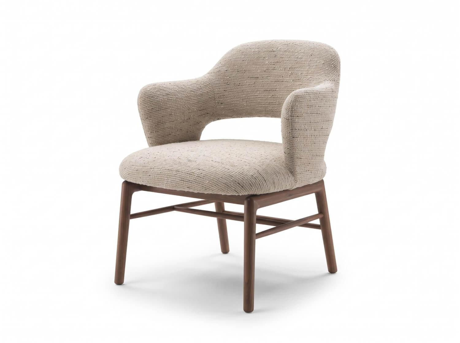 Flexform - Stuhl Alma Beige Mit Nussbaum Gestell - 1