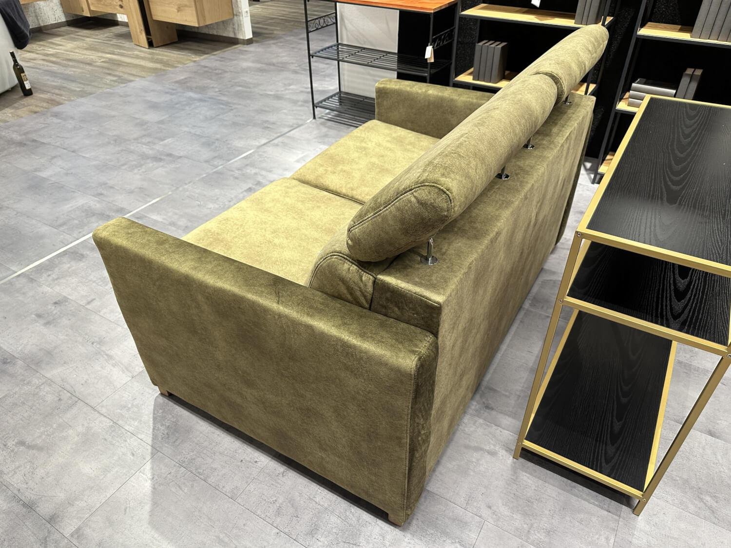 Restyl - Doppbett Sofa Maverick Bezug Stoff S1 Grün Füße Eiche Natur Inklusive Long-Life-Matratze - 7