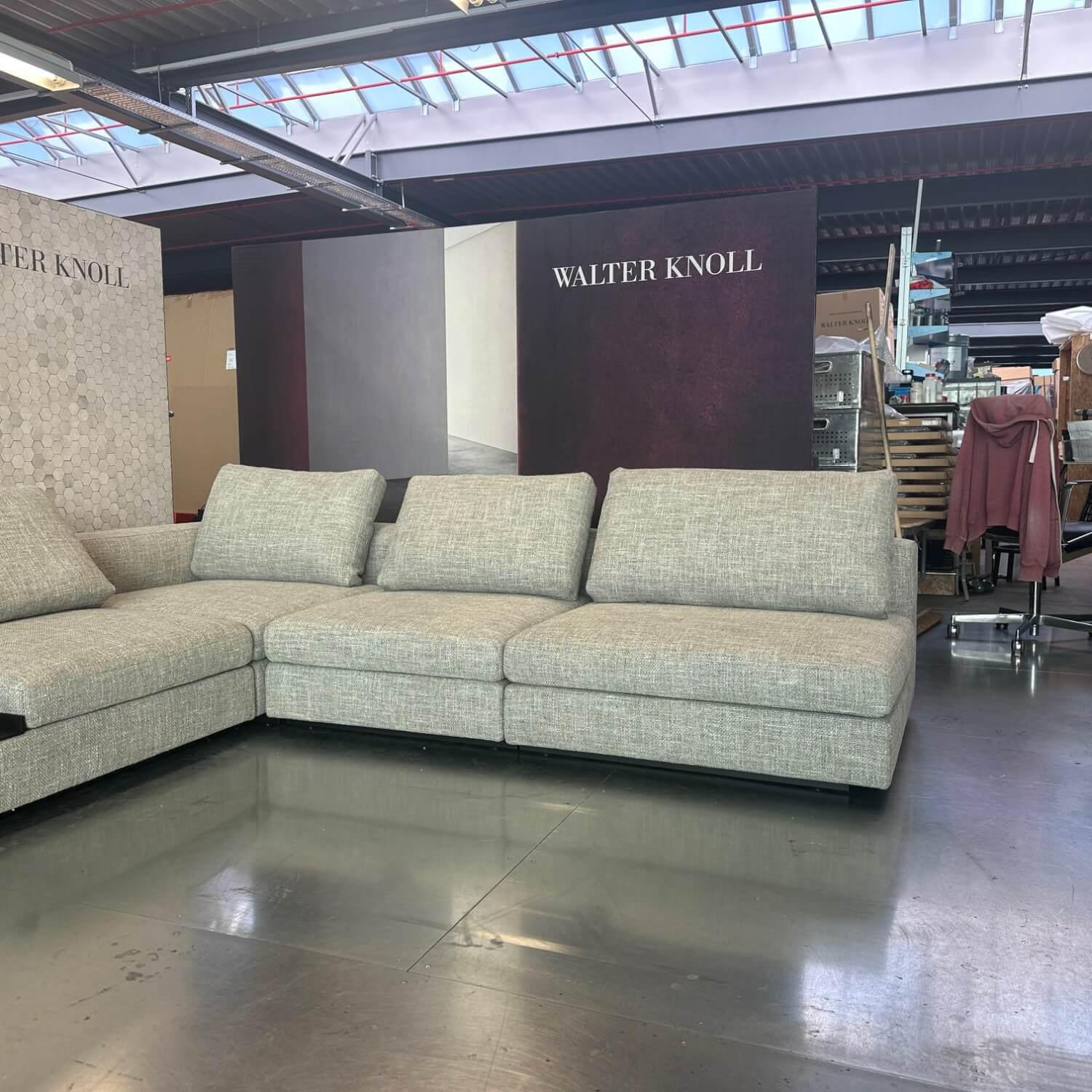 Walter Knoll - Ecksofa Living Landscape 755 Stoff Weave 7755 Shadow Grau Beige Sockel Buche Schwarz Lackiert Mit Kunststoffgleitern - 6