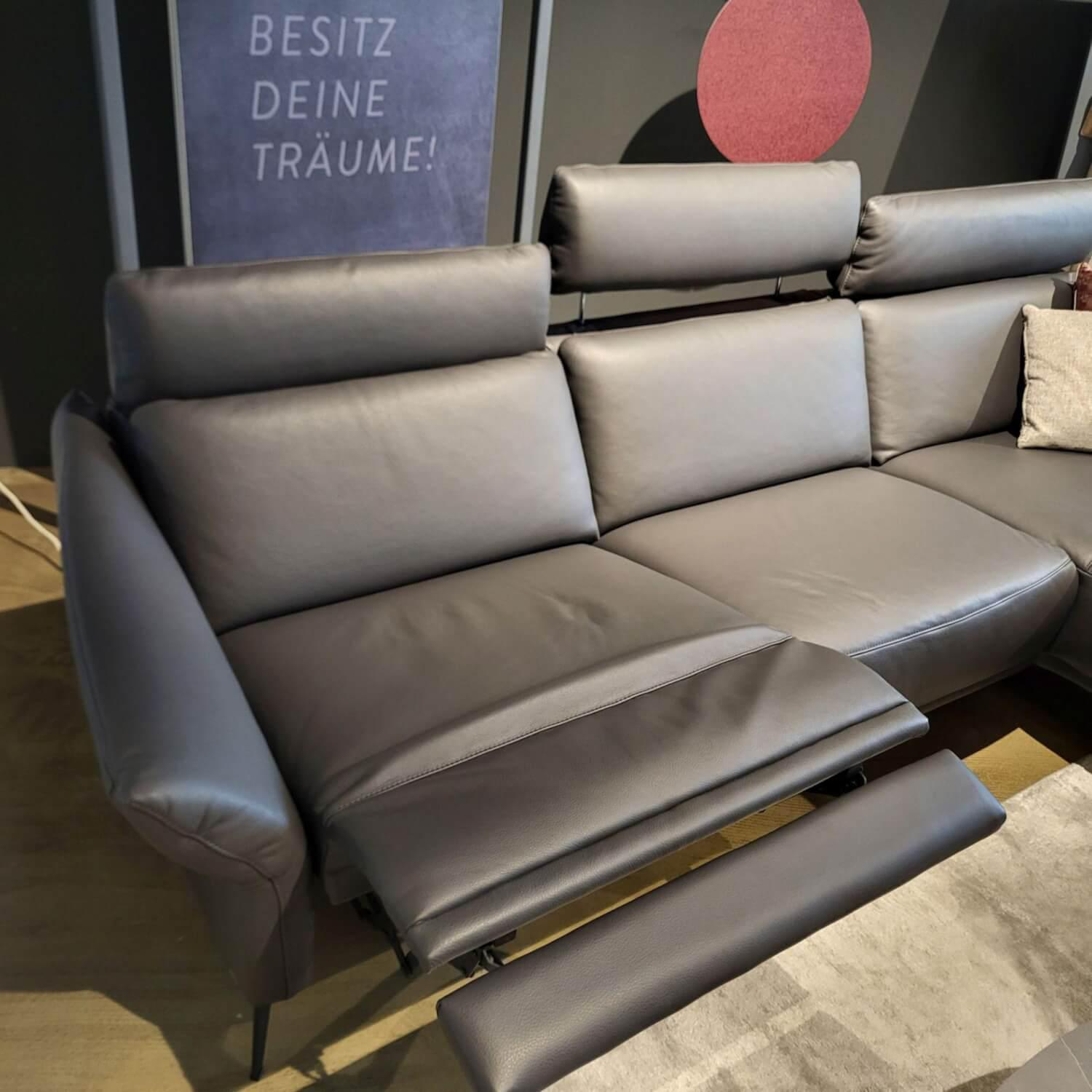 Comfort Republic - Ecksofa Justus Leder Anthrazit PG L50  Metallfüße Schwarz Mit Motorischer Relaxfunktion Ohne Dekokissen - 3