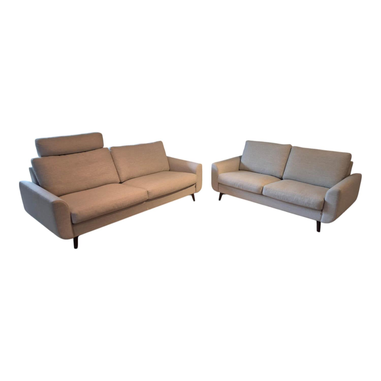 Erpo - Garnitur CL 830 Stoff 18 08 Grau Füße Schwarz 2 Sofas - 1