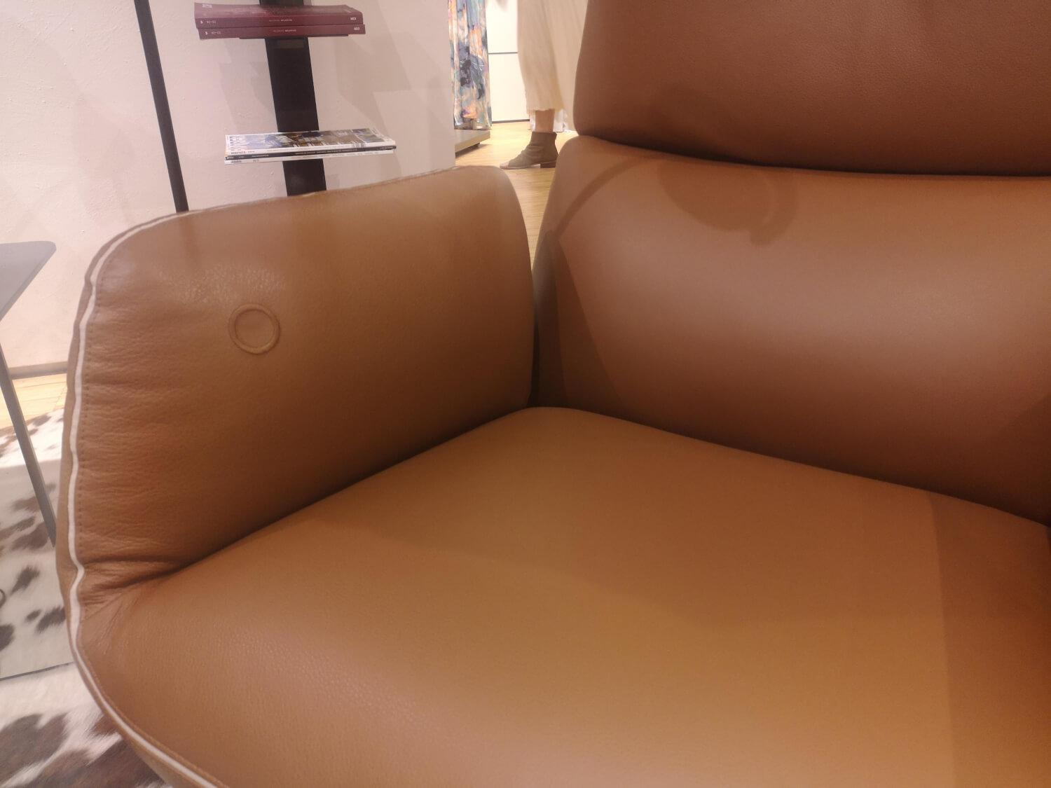 COR - Sessel Jalis Lounge Leder 200 Cognac Braun Kontrastnaht mit Hocker - 5