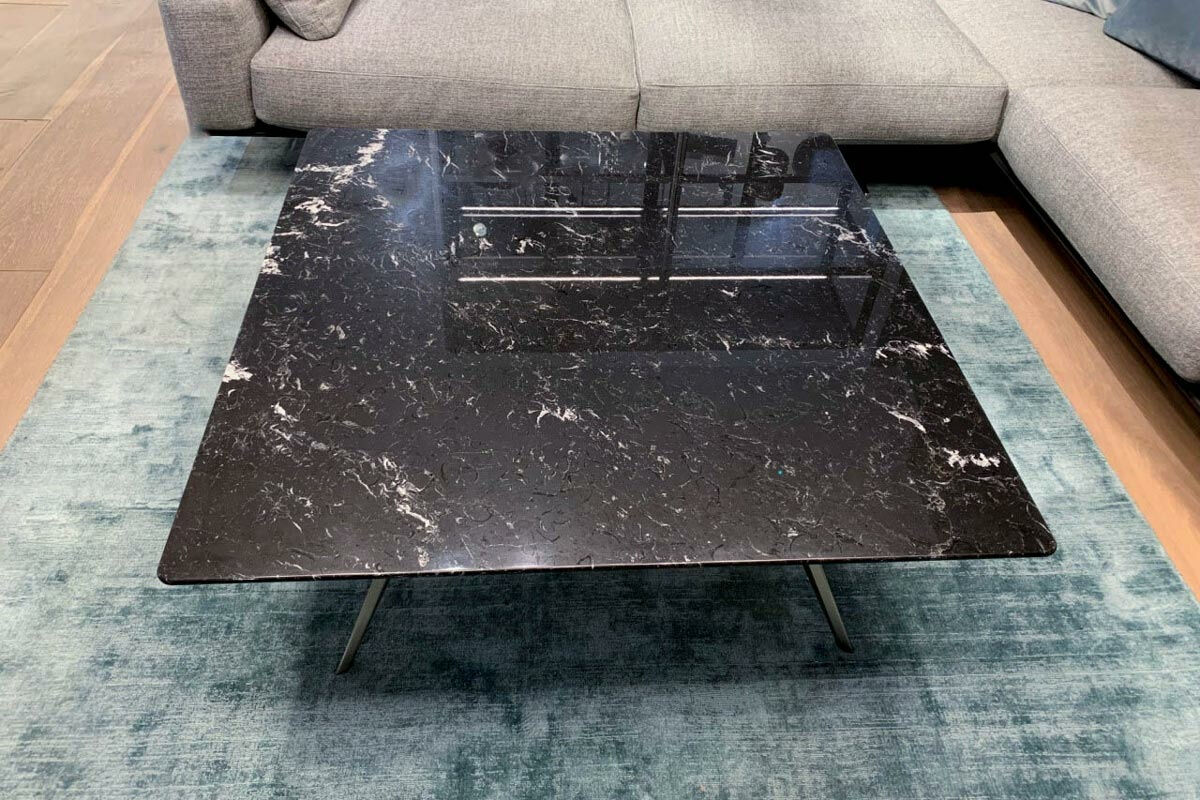 Flexform - Couchtisch Zefiro Platte Marmor Nero Marquina Poliert Schwarz Gestell Metall Satiniert Schwarz - 2