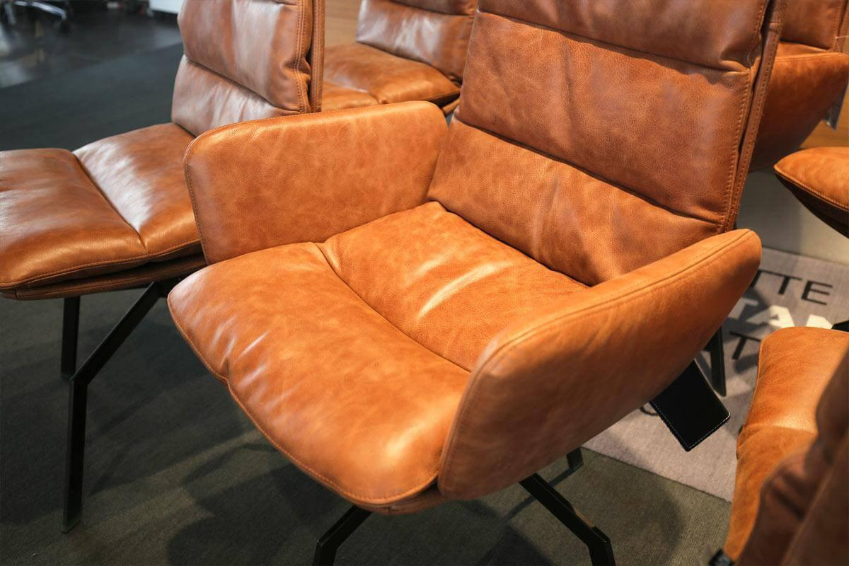 KFF - 6er-Set Stuhlgruppe Arva Leder Siena 2618 Cognac Braun - 4