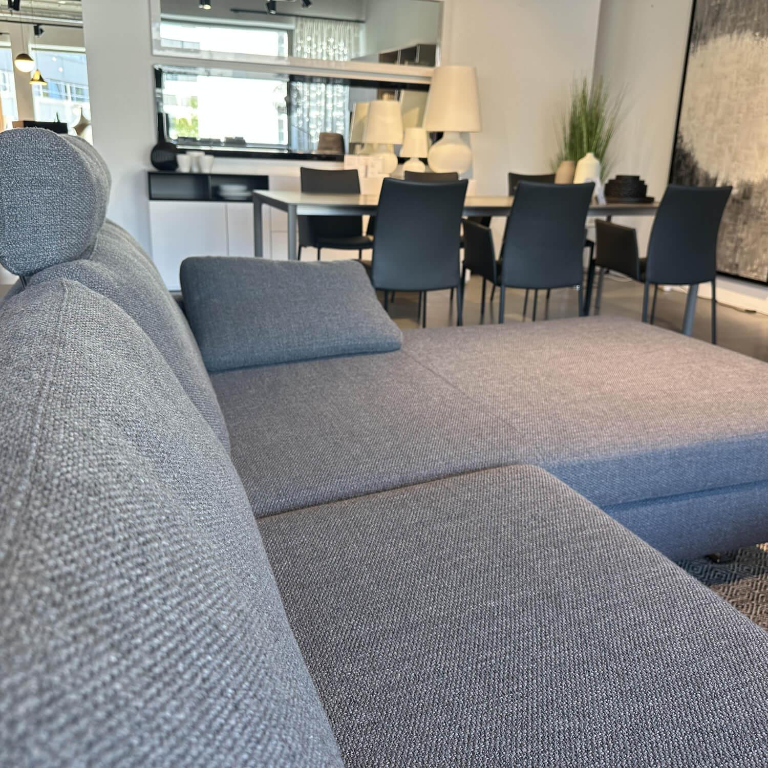 COR - Ecksofa Conseta Stoff 5016 Mittelgrau Grau Gestell Metall Verchromt Inklusive Armkissen - 5